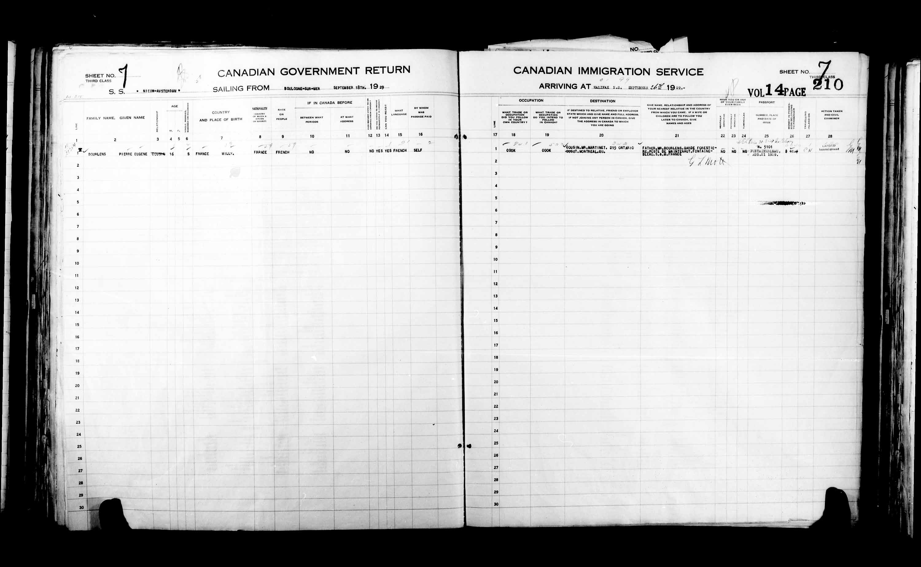 Title: Passenger Lists: Halifax (1925-1935) - Mikan Number: 134853 - Microform: t-14822