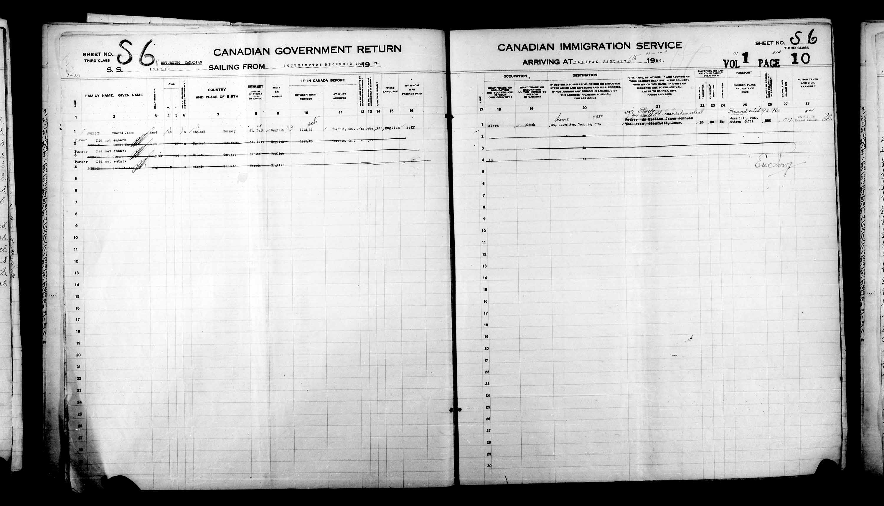 Title: Passenger Lists: Halifax (1925-1935) - Mikan Number: 134853 - Microform: t-14823