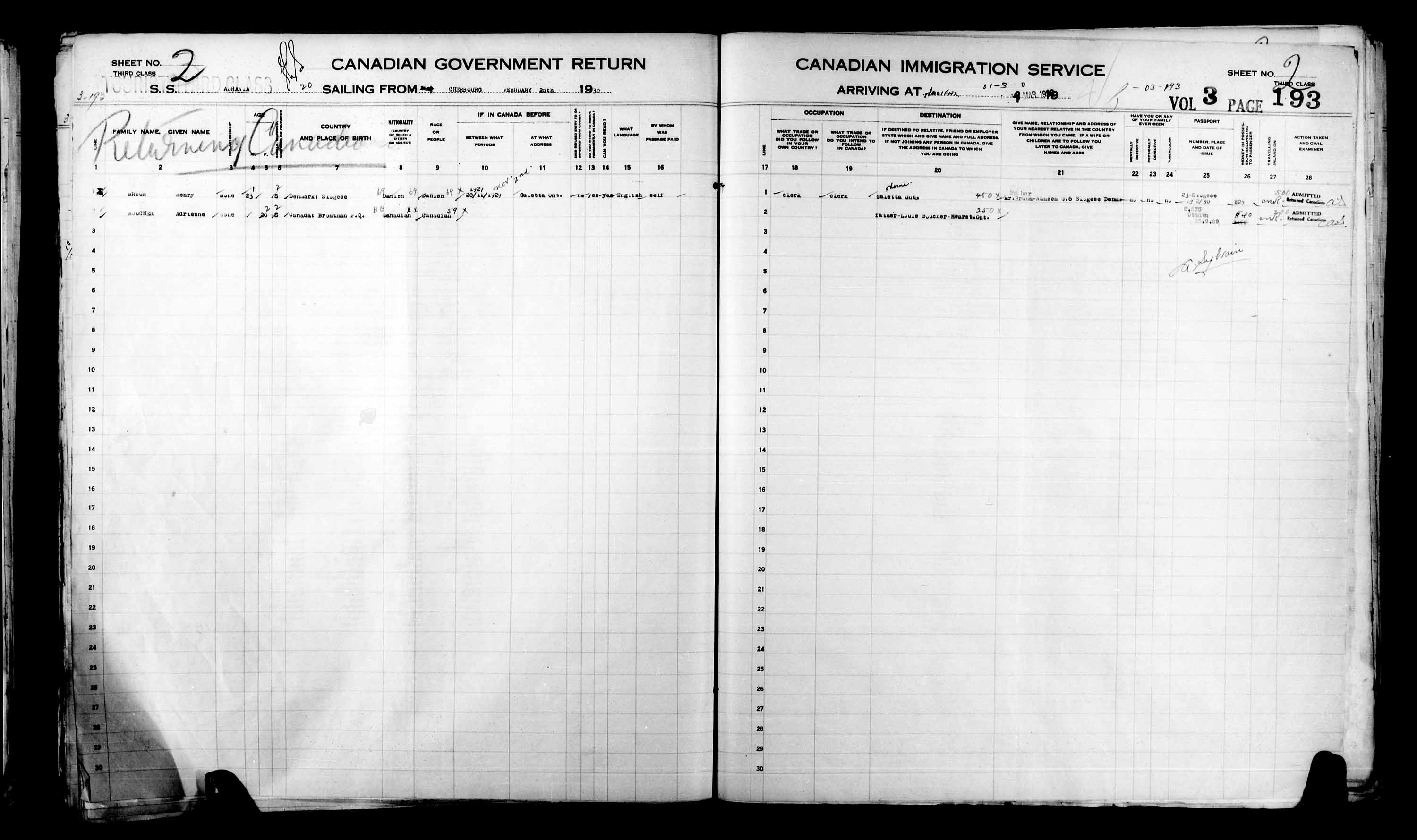 Title: Passenger Lists: Halifax (1925-1935) - Mikan Number: 134853 - Microform: t-14824