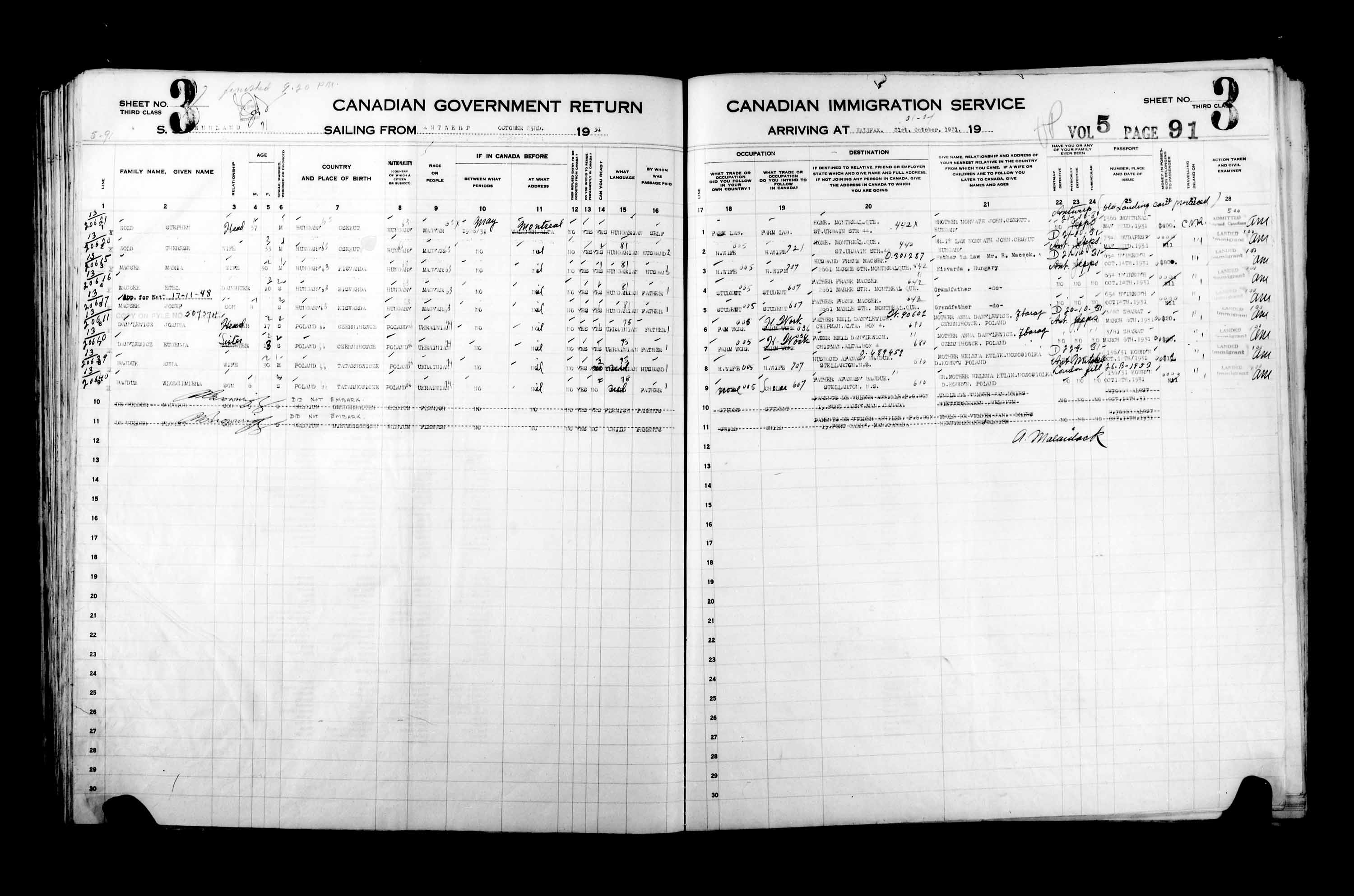 Titre : Listes de passagers : Halifax (1925-1935) - N d'enregistrement Mikan : 178854 - Microforme : t-14828