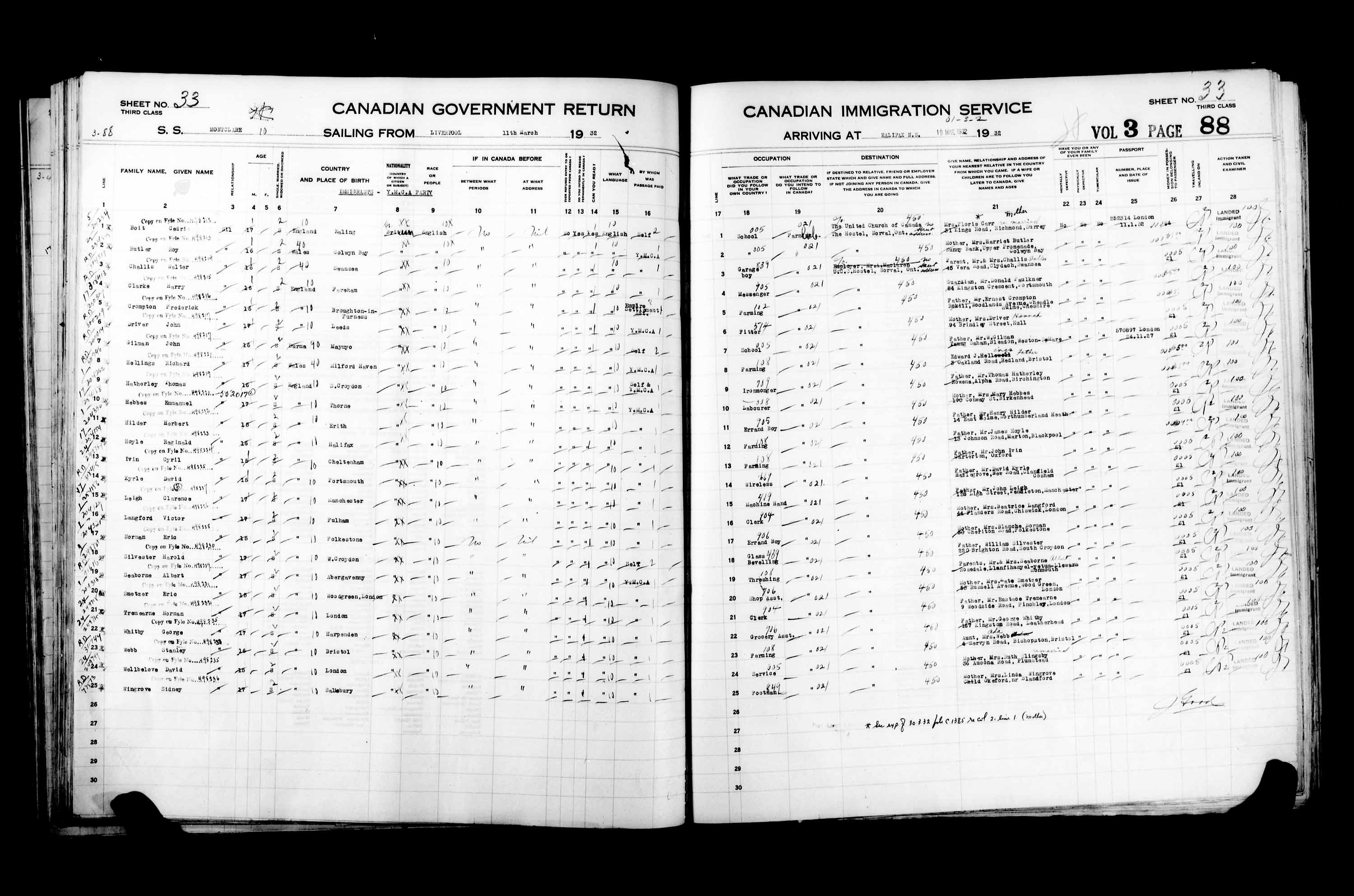 Title: Passenger Lists: Halifax (1925-1935) - Mikan Number: 134853 - Microform: t-14830
