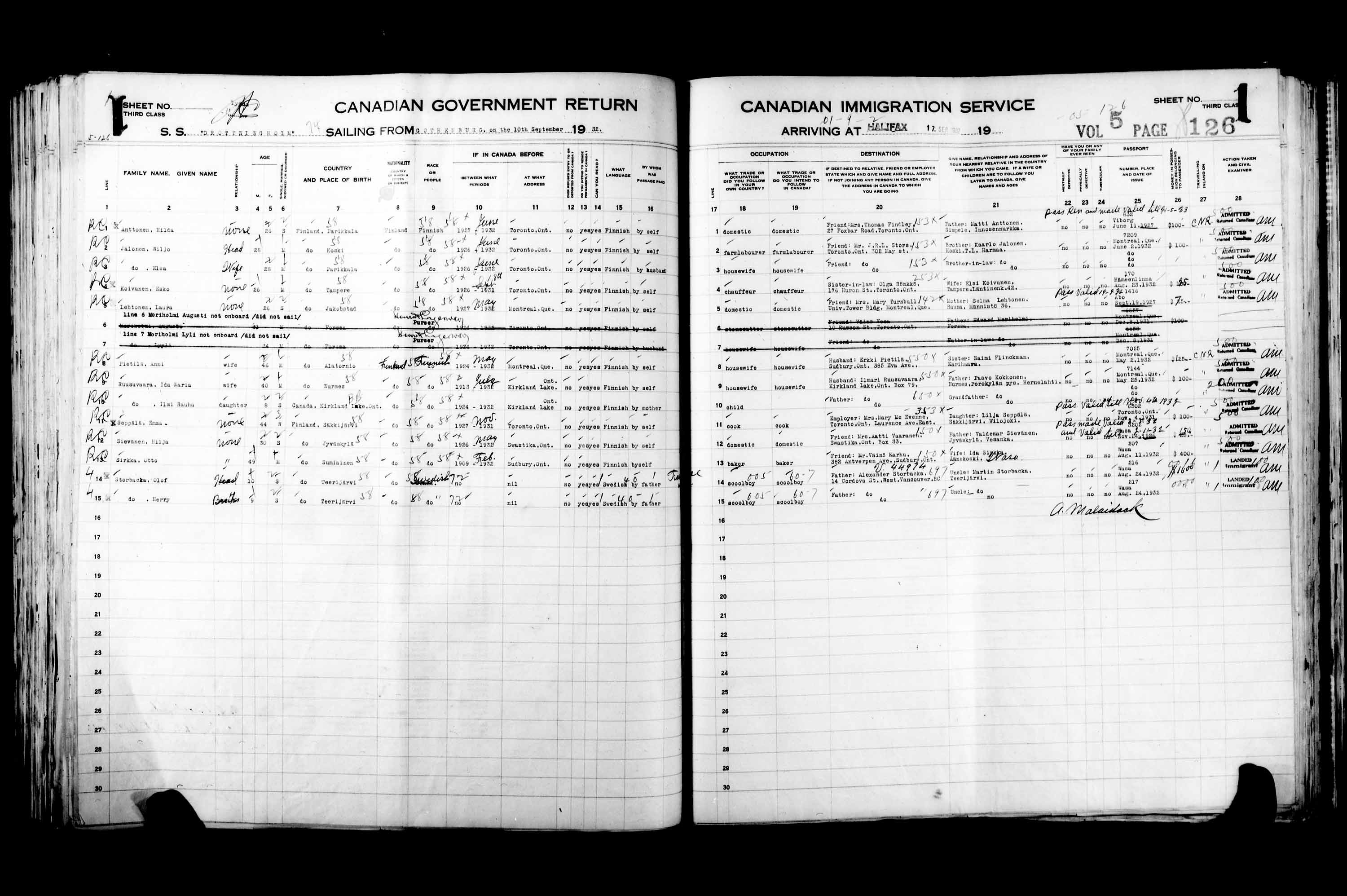 Titre : Listes de passagers : Halifax (1925-1935) - N d'enregistrement Mikan : 178854 - Microforme : t-14830