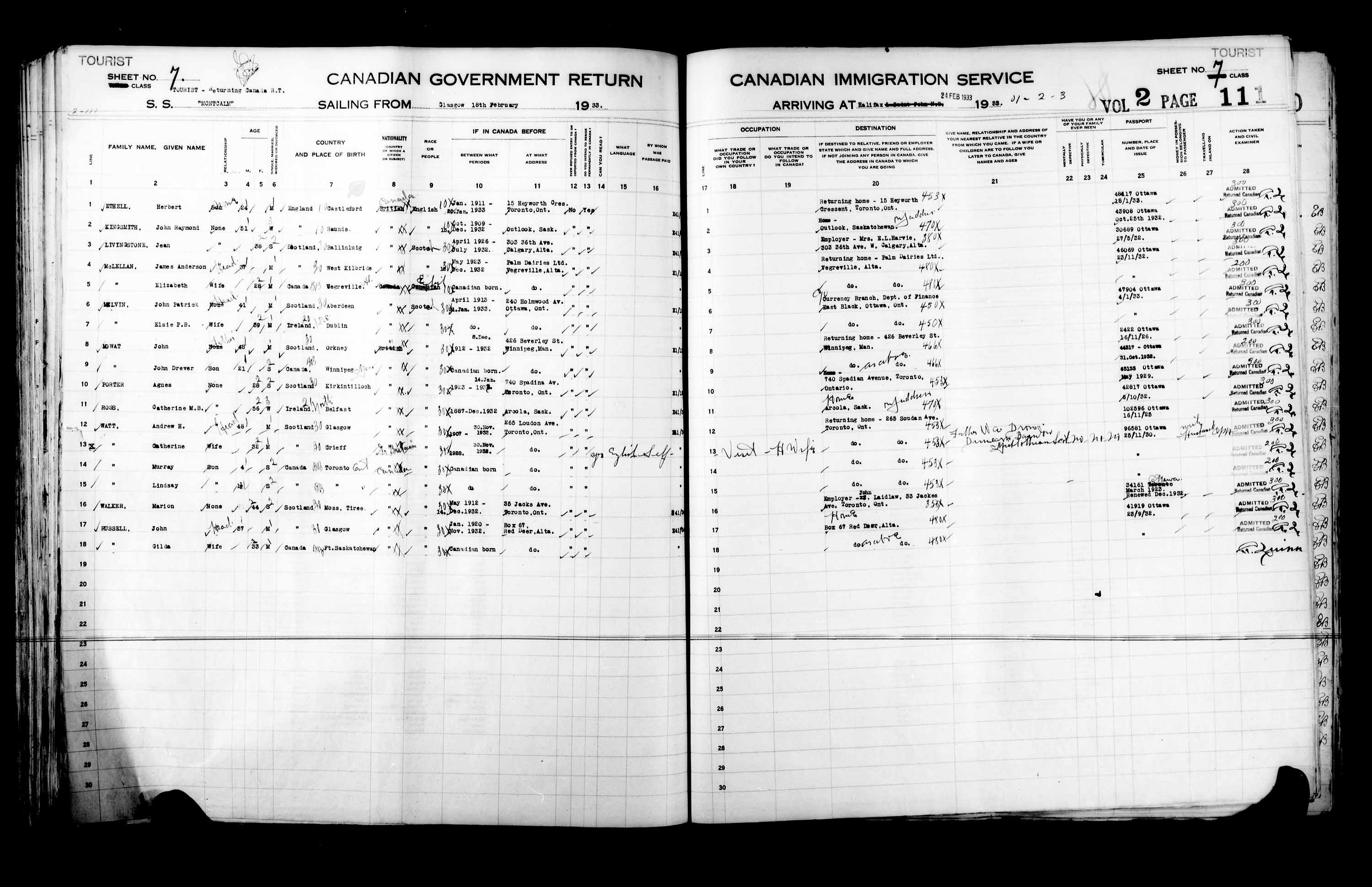 Title: Passenger Lists: Halifax (1925-1935) - Mikan Number: 134853 - Microform: t-14831