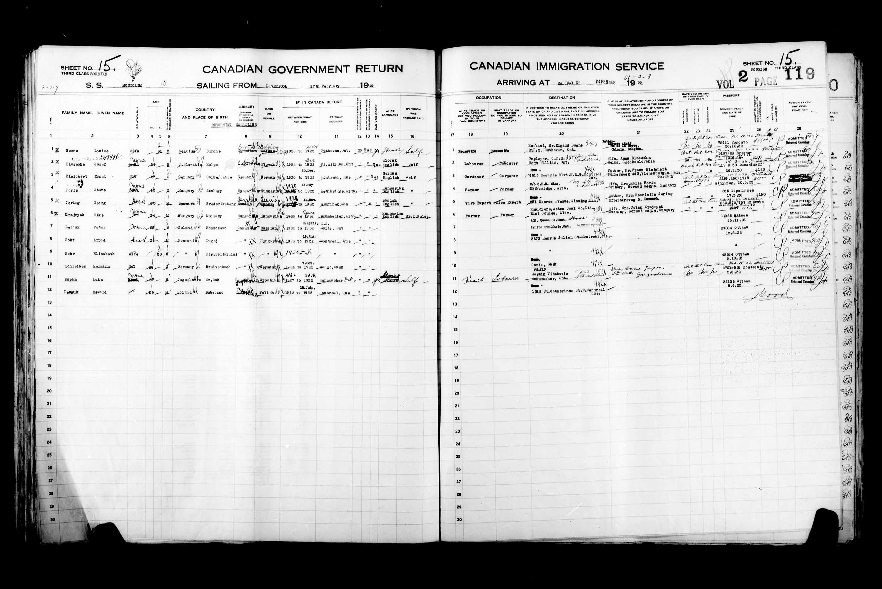Title: Passenger Lists: Halifax (1925-1935) - Mikan Number: 134853 - Microform: t-14832