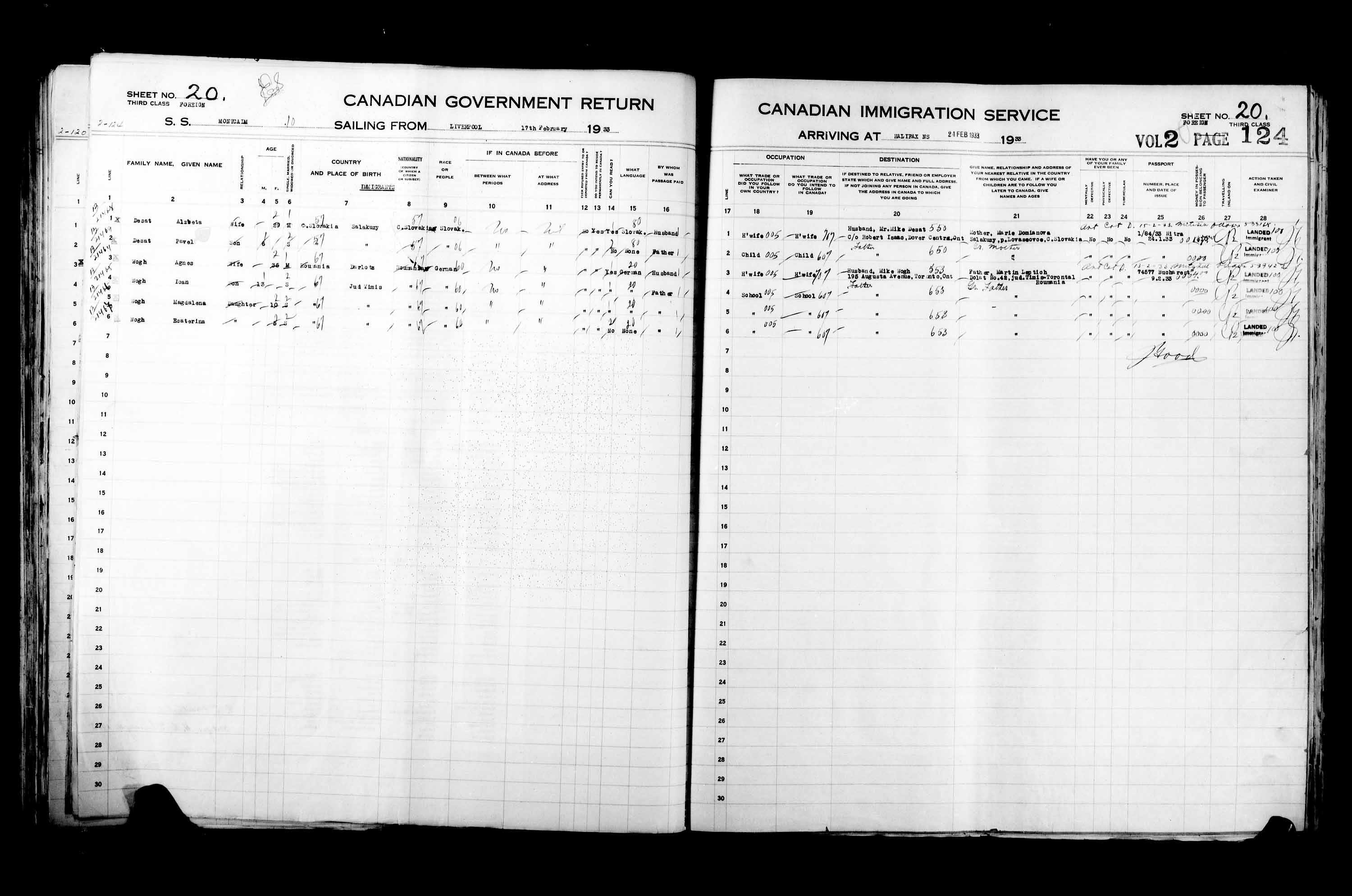Titre : Listes de passagers : Halifax (1925-1935) - N d'enregistrement Mikan : 178854 - Microforme : t-14832