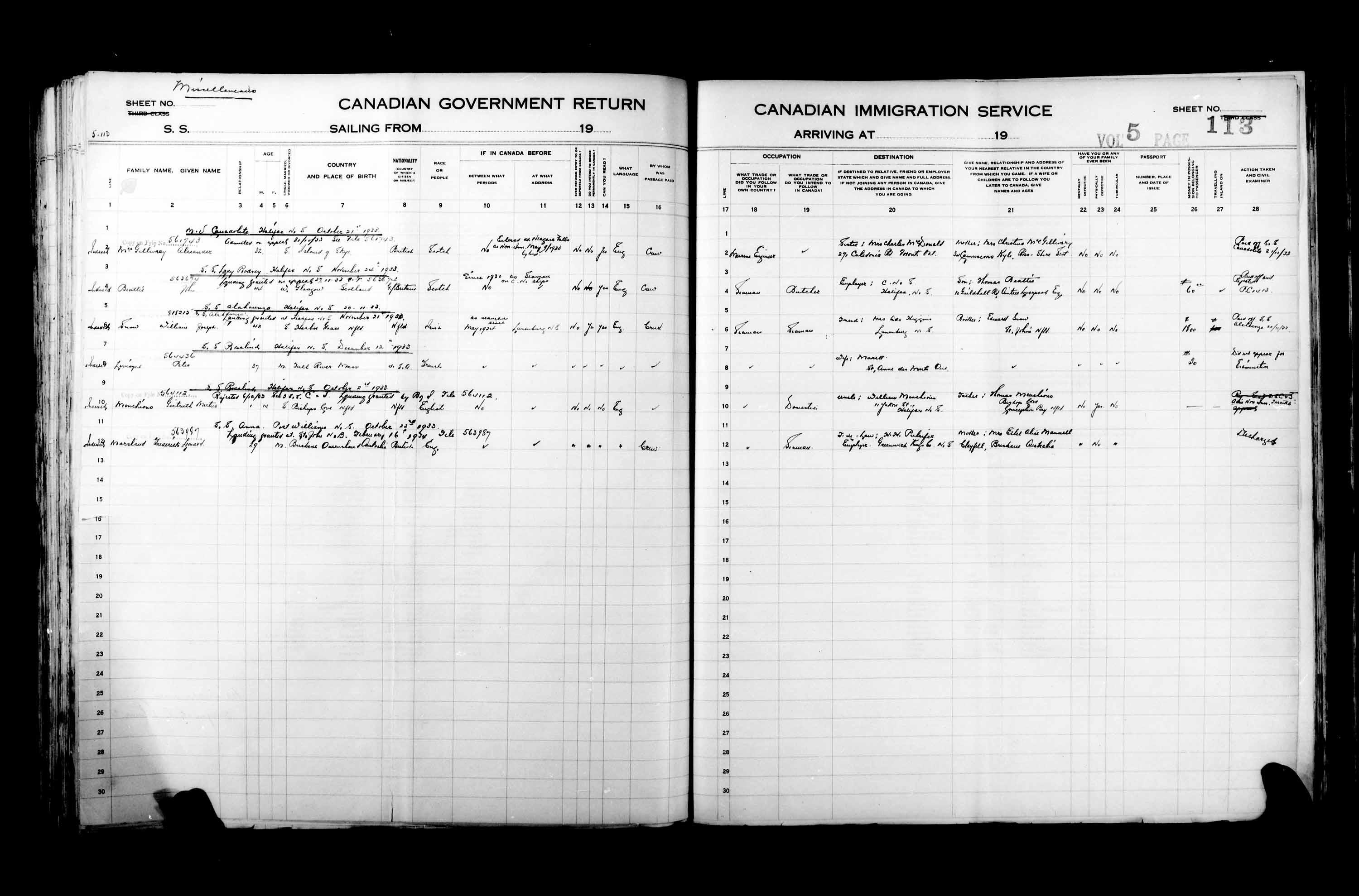 Title: Passenger Lists: Halifax (1925-1935) - Mikan Number: 134853 - Microform: t-14832