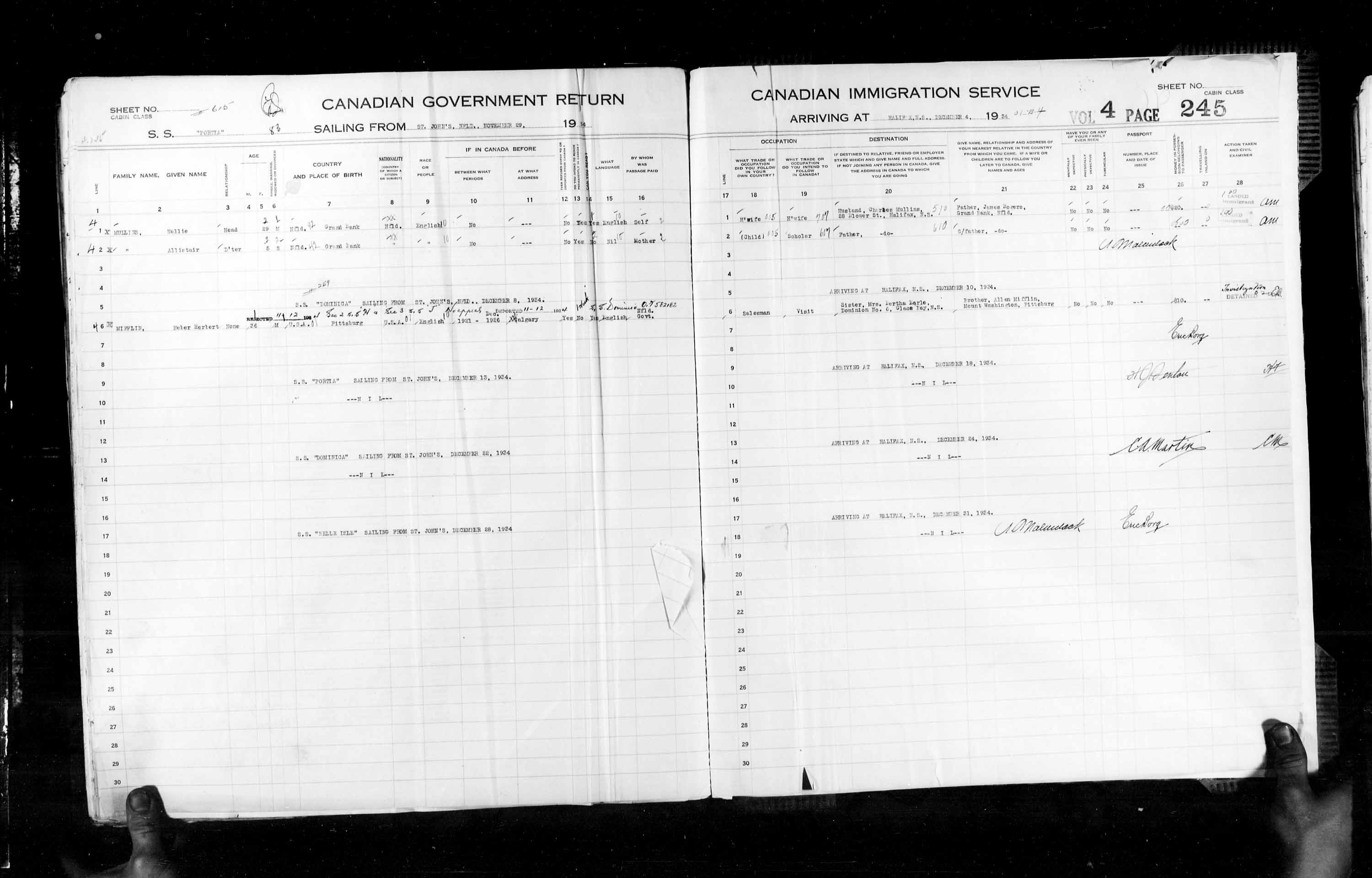Title: Passenger Lists: Halifax (1925-1935) - Mikan Number: 134853 - Microform: t-14834