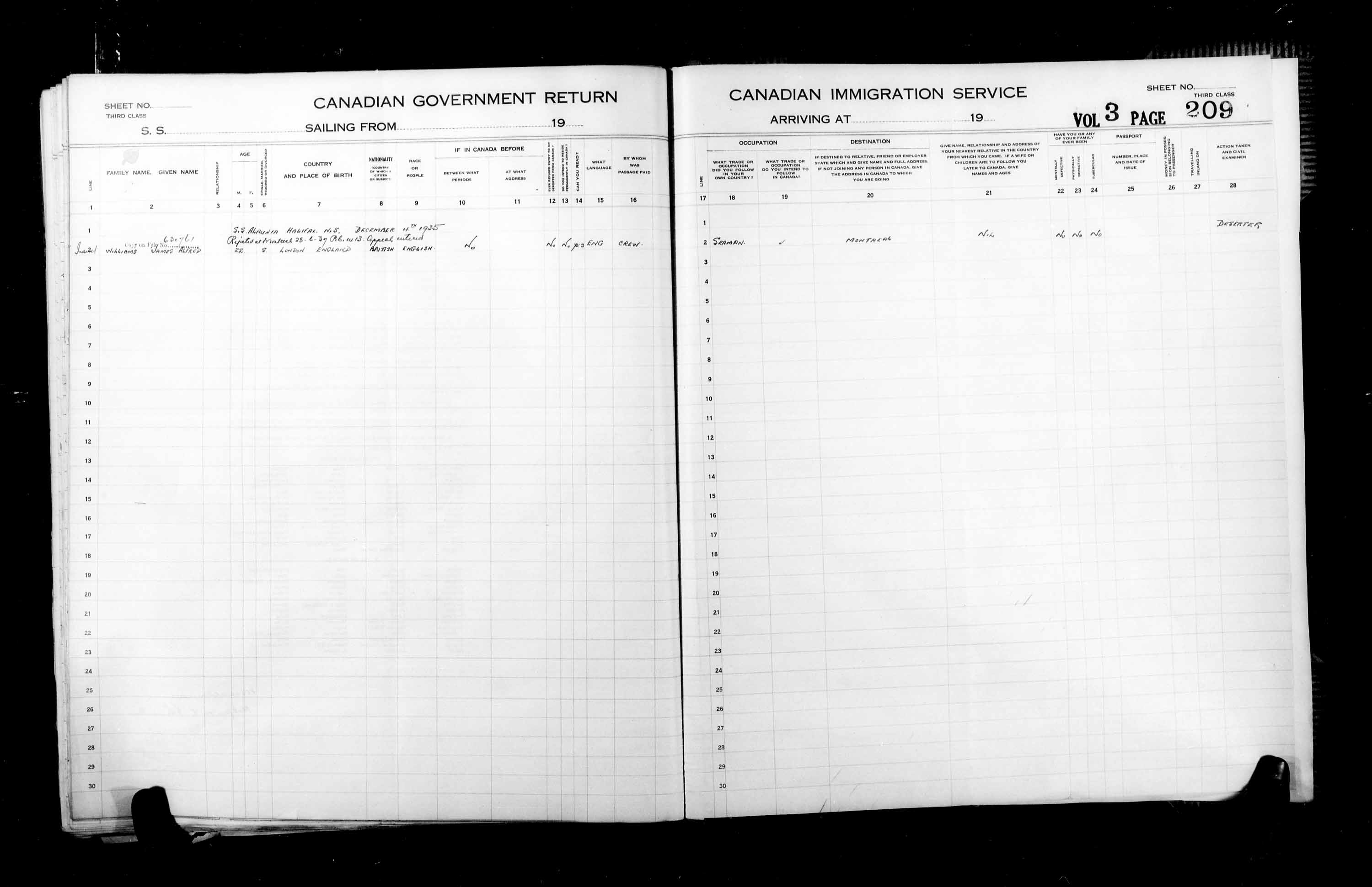 Title: Passenger Lists: Halifax (1925-1935) - Mikan Number: 134853 - Microform: t-14835