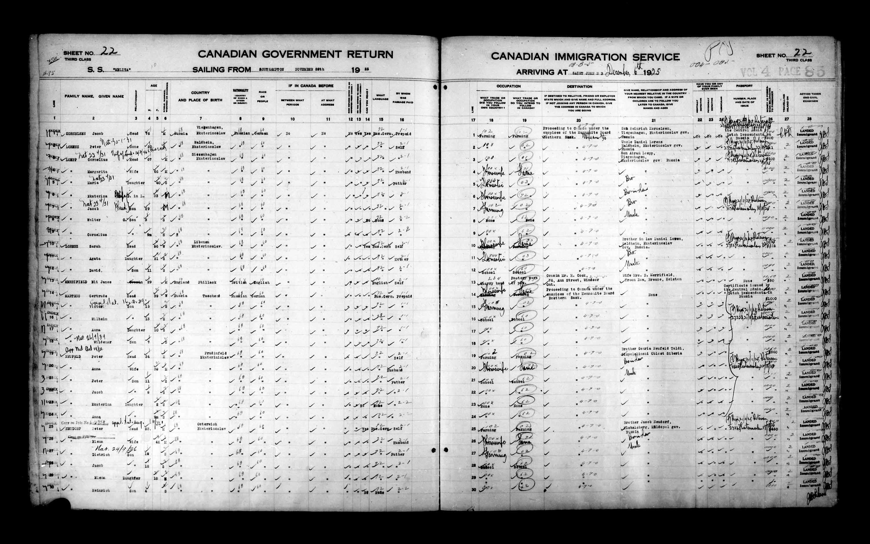 Title: Passenger Lists: Saint John (1925-1935) - Mikan Number: 134836 - Microform: t-14846