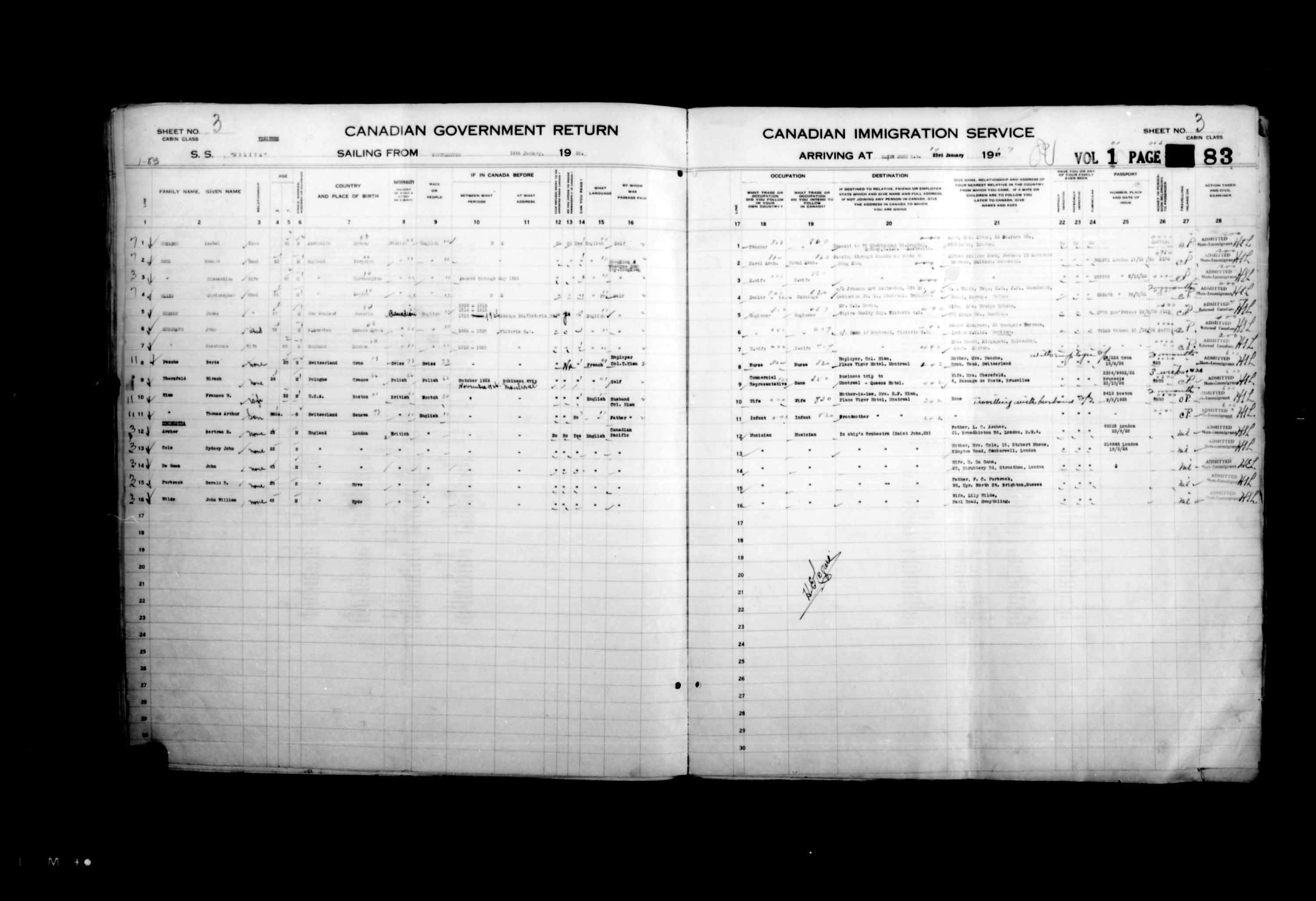 Title: Passenger Lists: Saint John (1925-1935) - Mikan Number: 134836 - Microform: t-14849