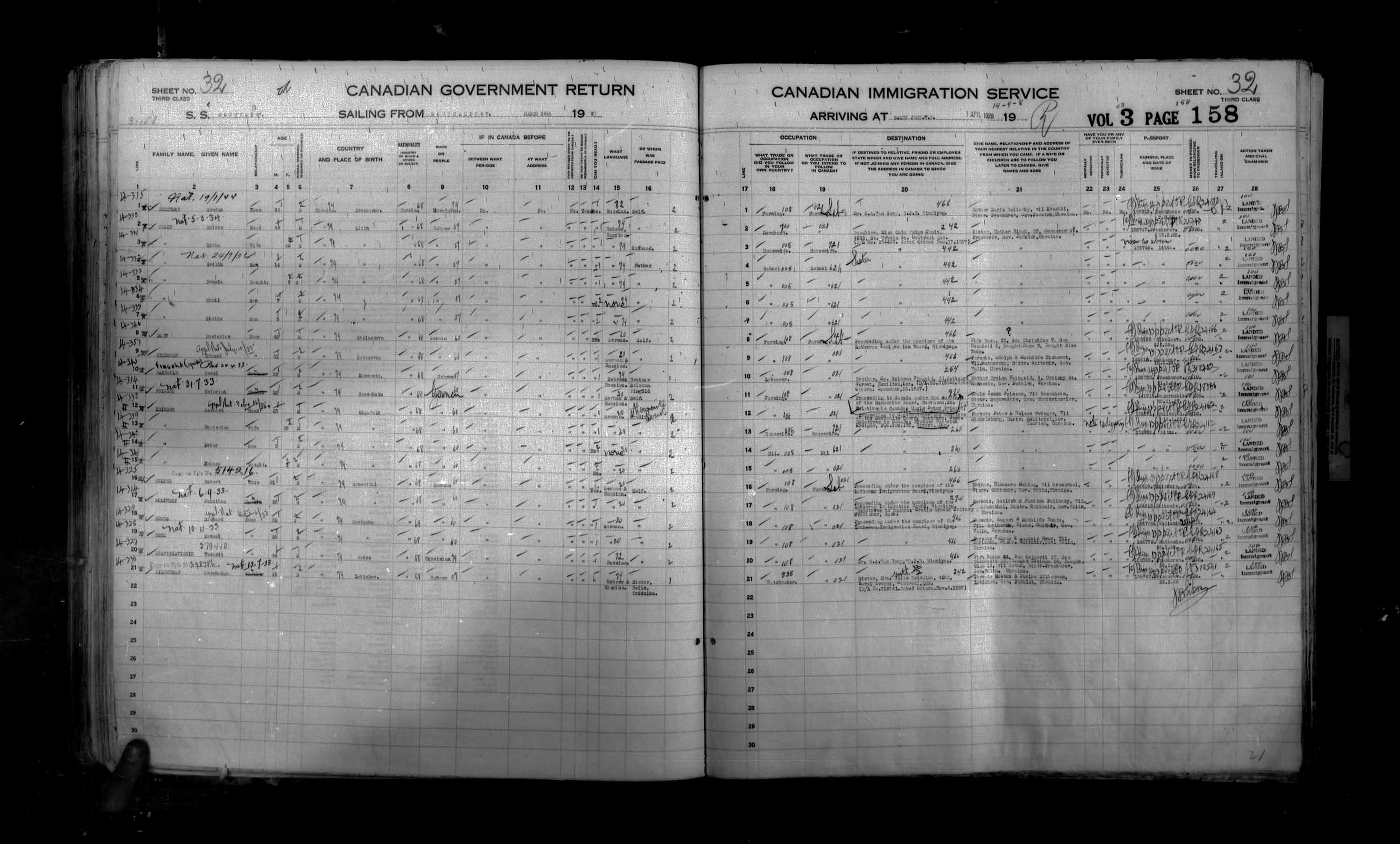 Title: Passenger Lists: Saint John (1925-1935) - Mikan Number: 134836 - Microform: t-14851