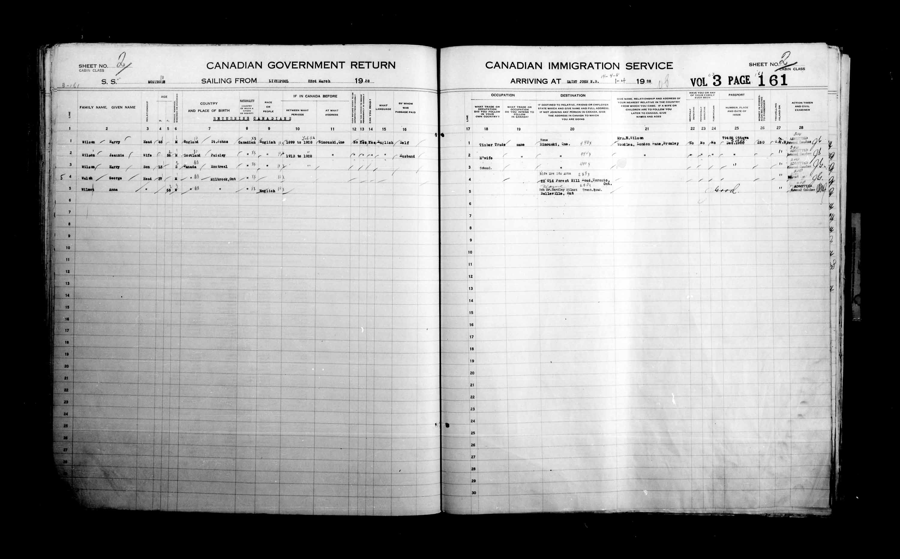 Titre : Listes de passagers : Saint-Jean (1925-1935) - N d'enregistrement Mikan : 178857 - Microforme : t-14852