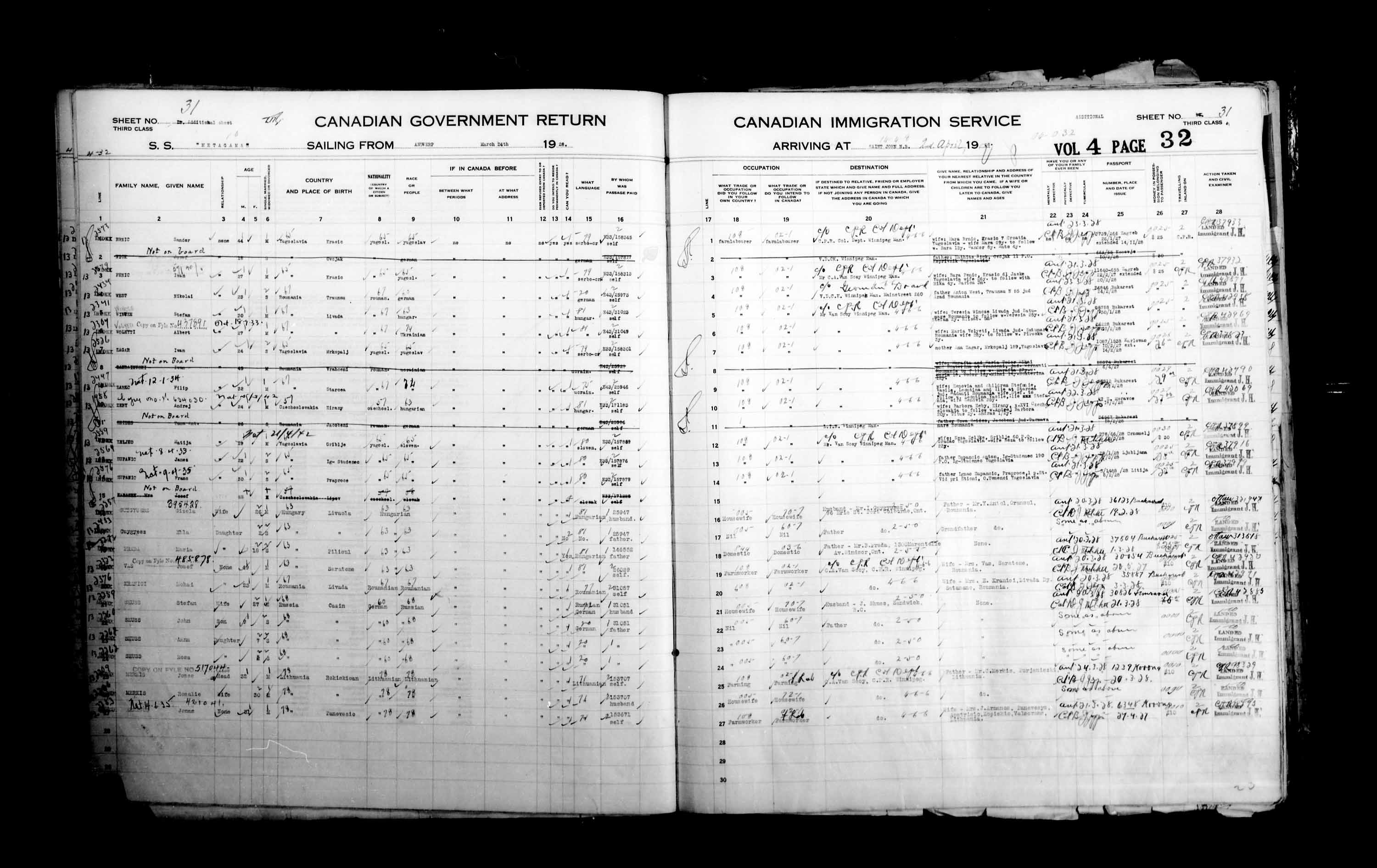 Titre : Listes de passagers : Saint-Jean (1925-1935) - N d'enregistrement Mikan : 178857 - Microforme : t-14852