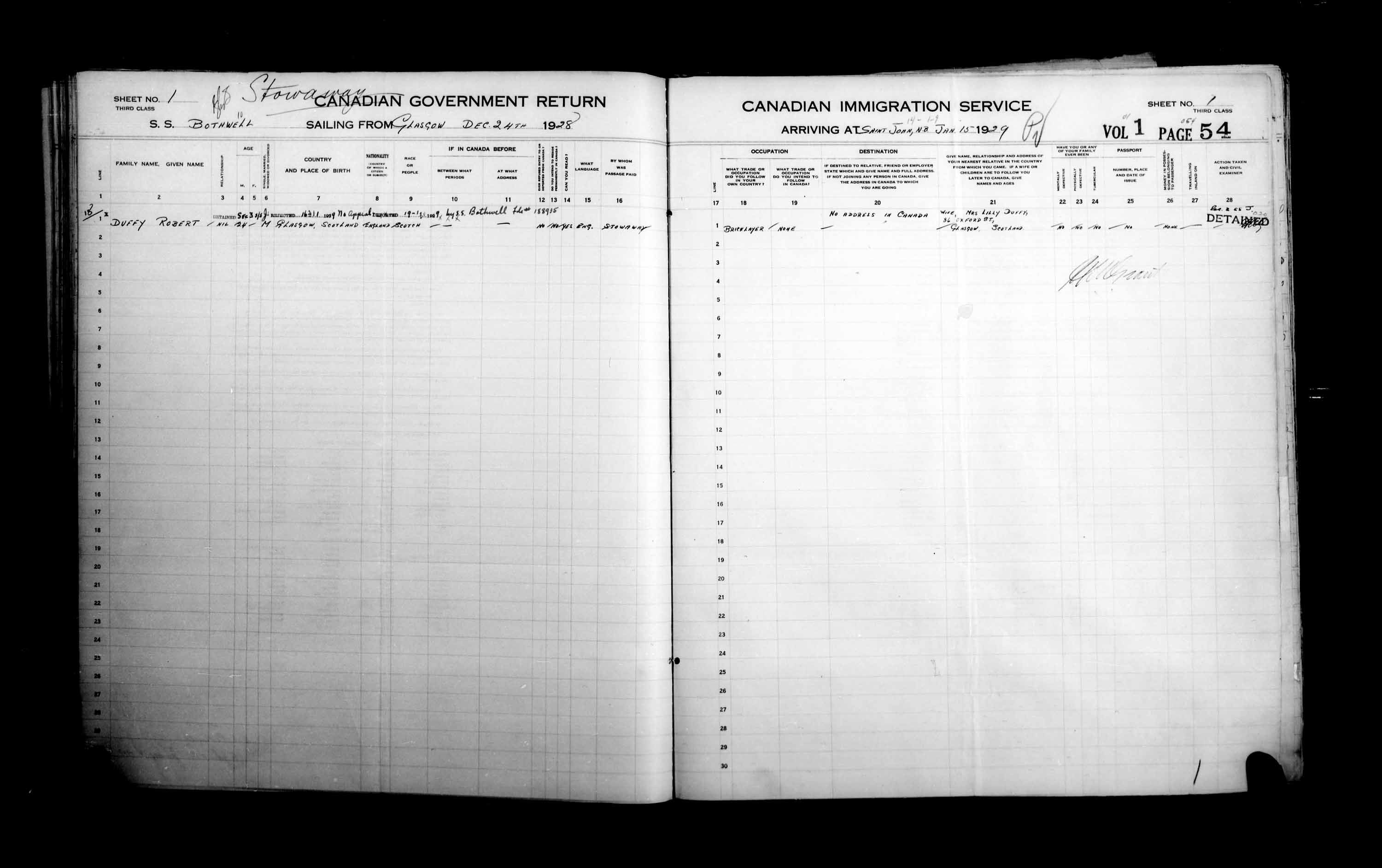 Title: Passenger Lists: Saint John (1925-1935) - Mikan Number: 134836 - Microform: t-14852