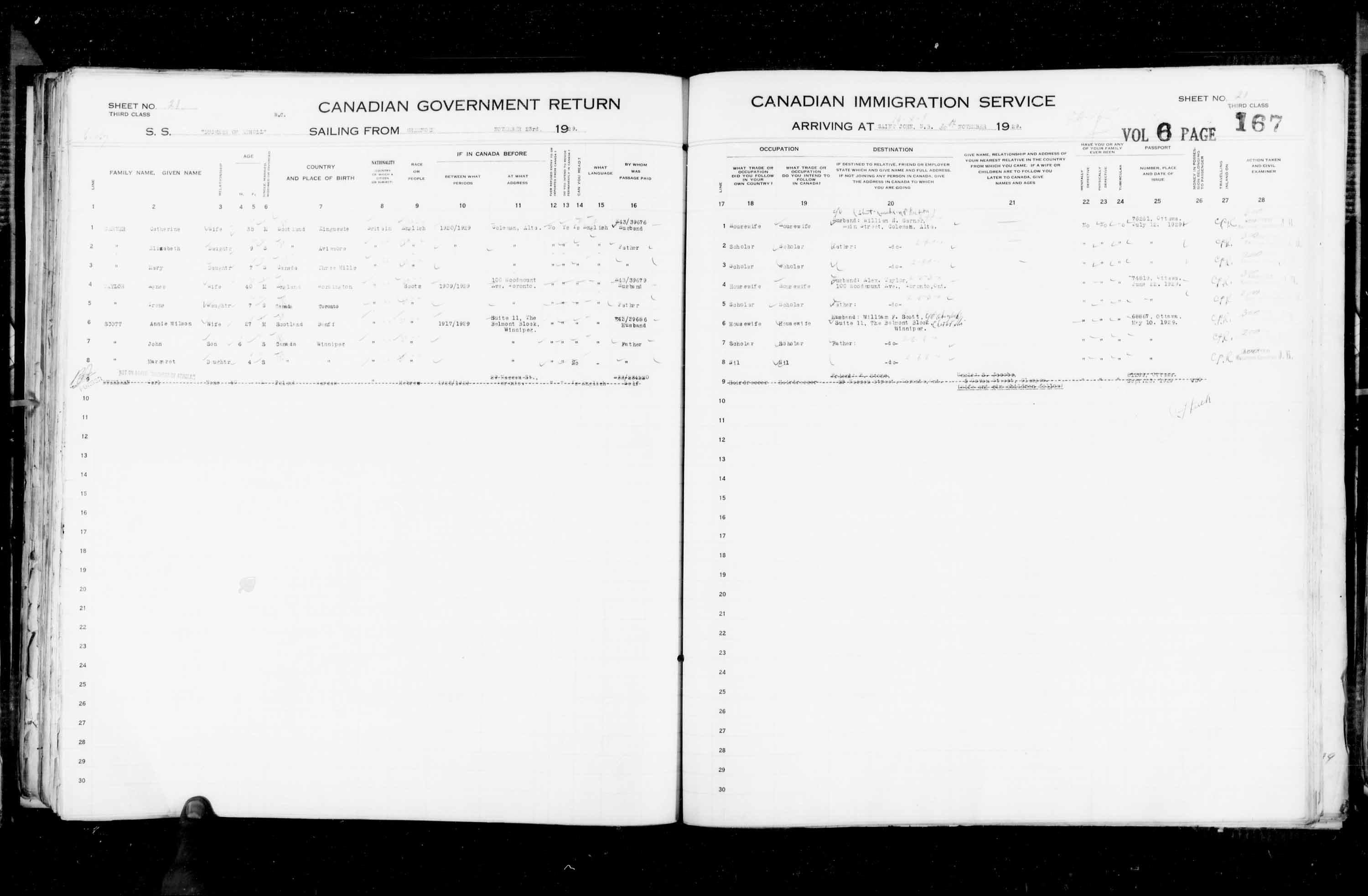 Titre : Listes de passagers : Saint-Jean (1925-1935) - N d'enregistrement Mikan : 178857 - Microforme : t-14854