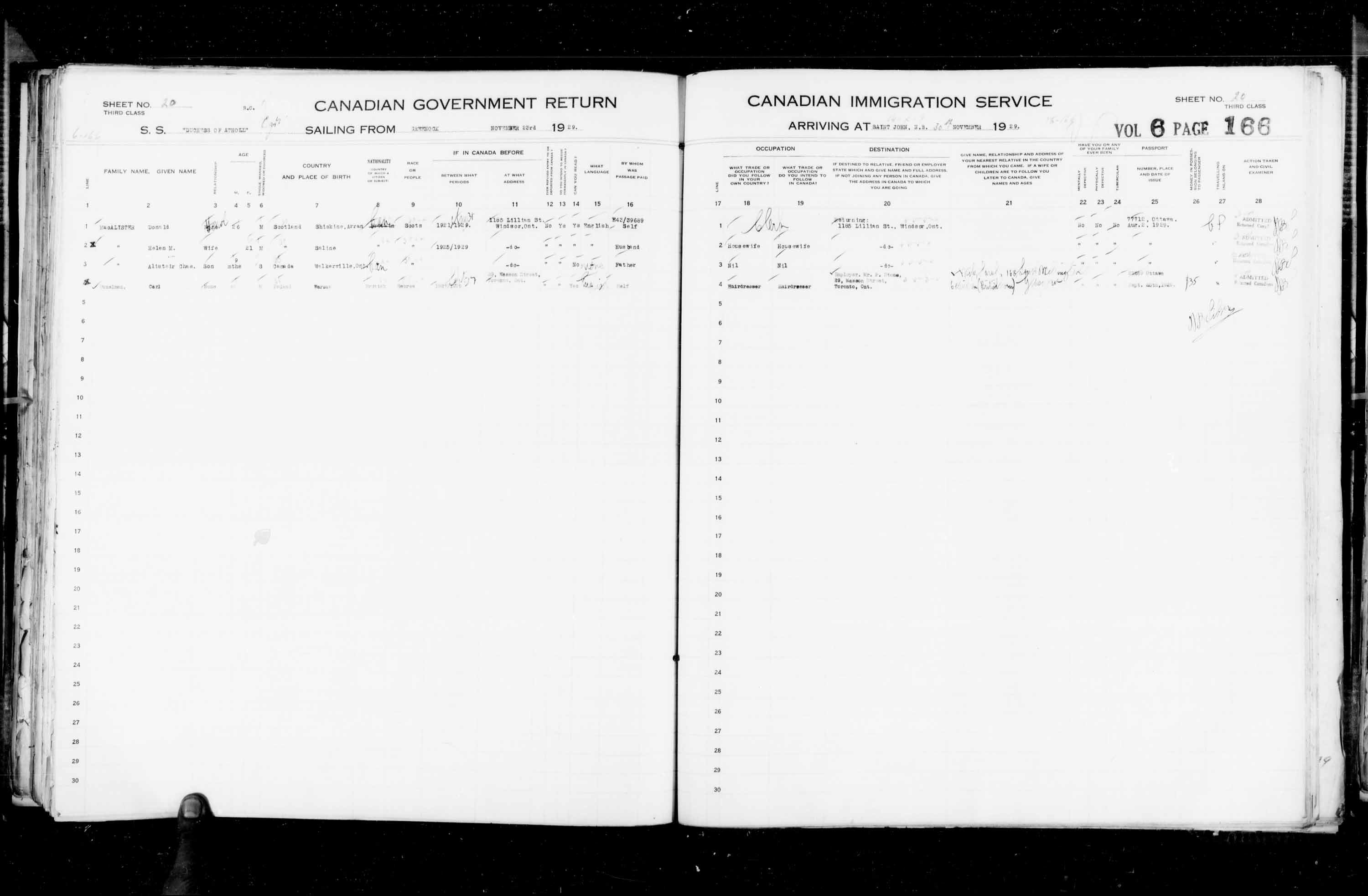 Title: Passenger Lists: Saint John (1925-1935) - Mikan Number: 134836 - Microform: t-14854