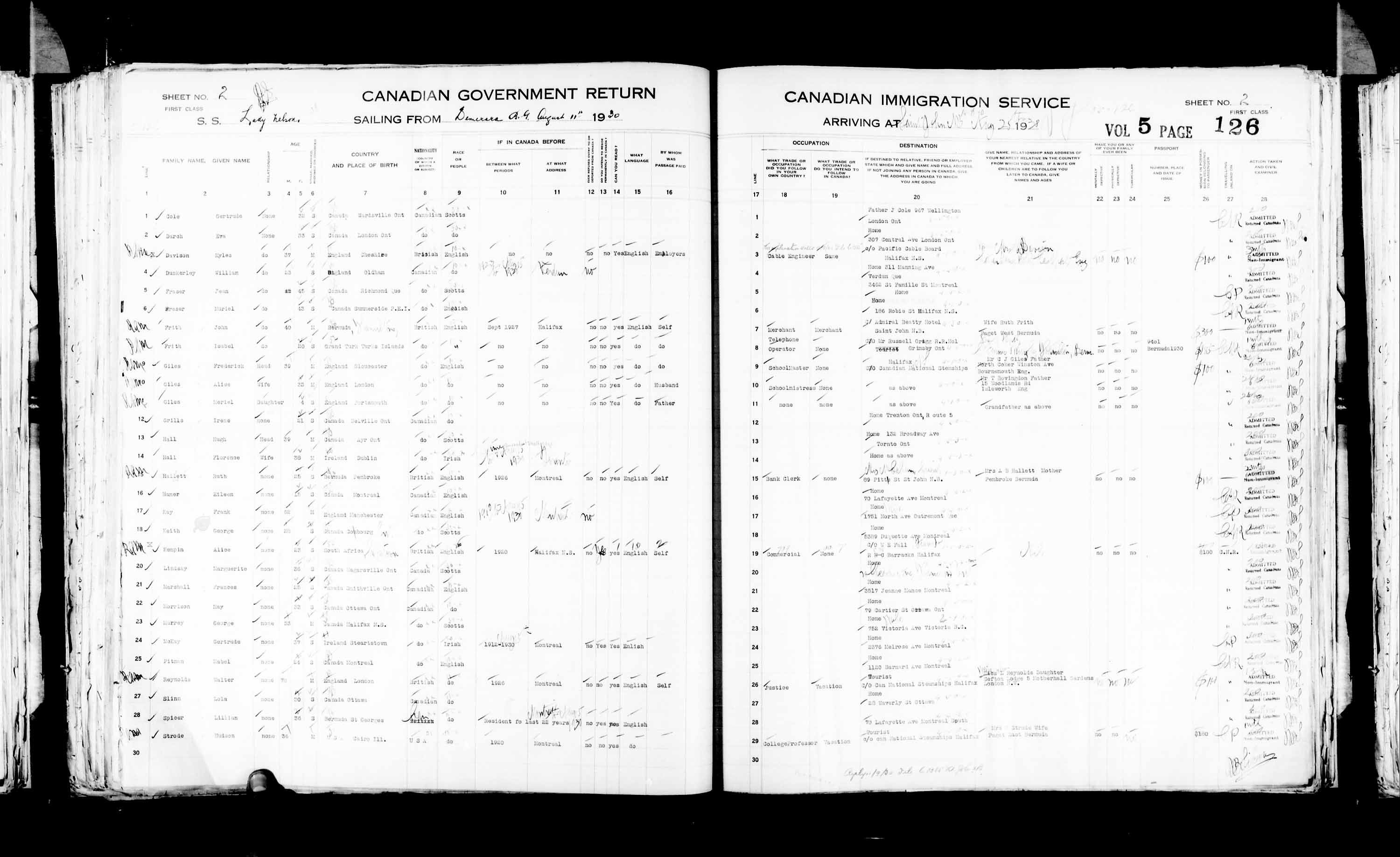Title: Passenger Lists: Saint John (1925-1935) - Mikan Number: 134836 - Microform: t-14856
