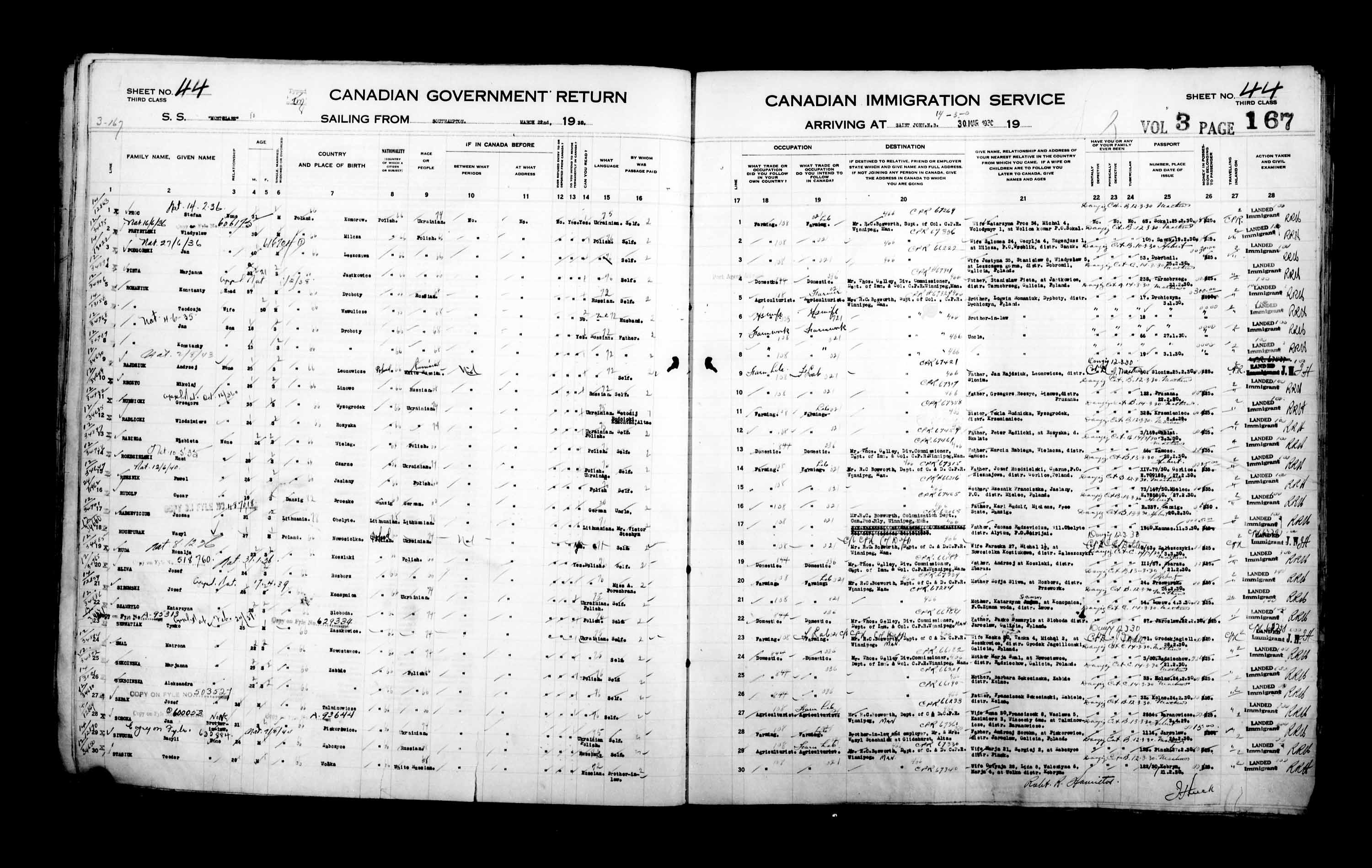 Titre : Listes de passagers : Saint-Jean (1925-1935) - N d'enregistrement Mikan : 178857 - Microforme : t-14856