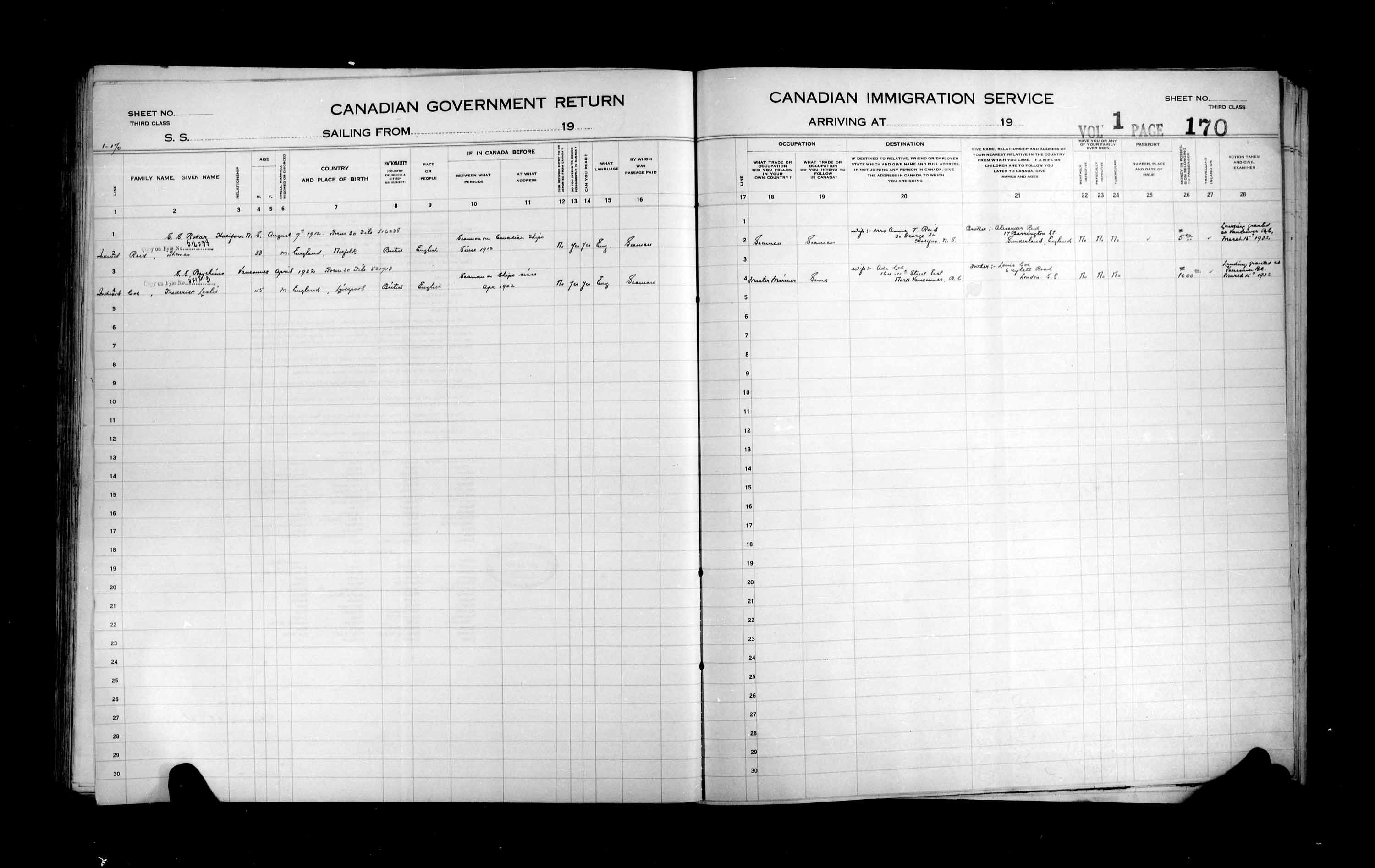 Title: Passenger Lists: Vancouver and Victoria (1925-1935) - Mikan Number: 161347 - Microform: t-14901