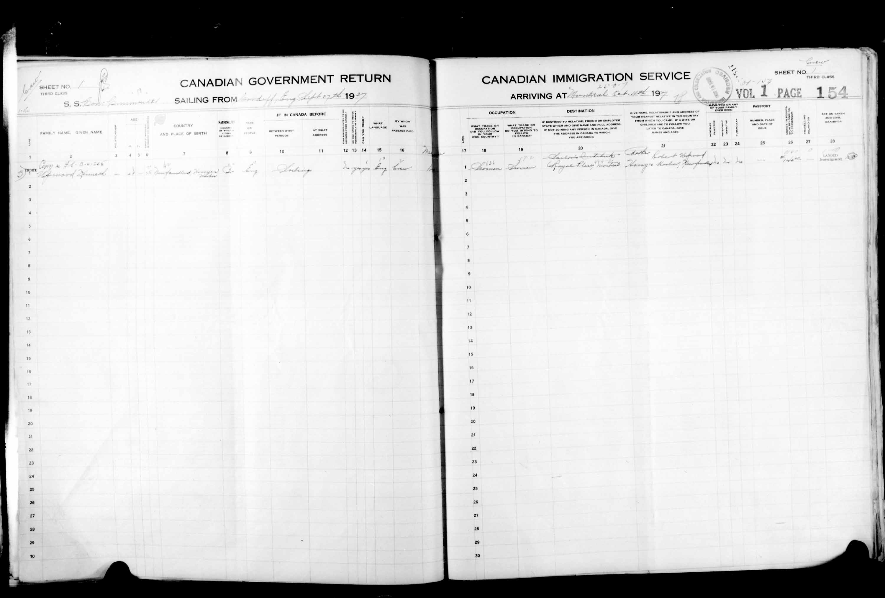 Title: Passenger Lists: Montreal (1925-1935) - Mikan Number: 134839 - Microform: t-14910