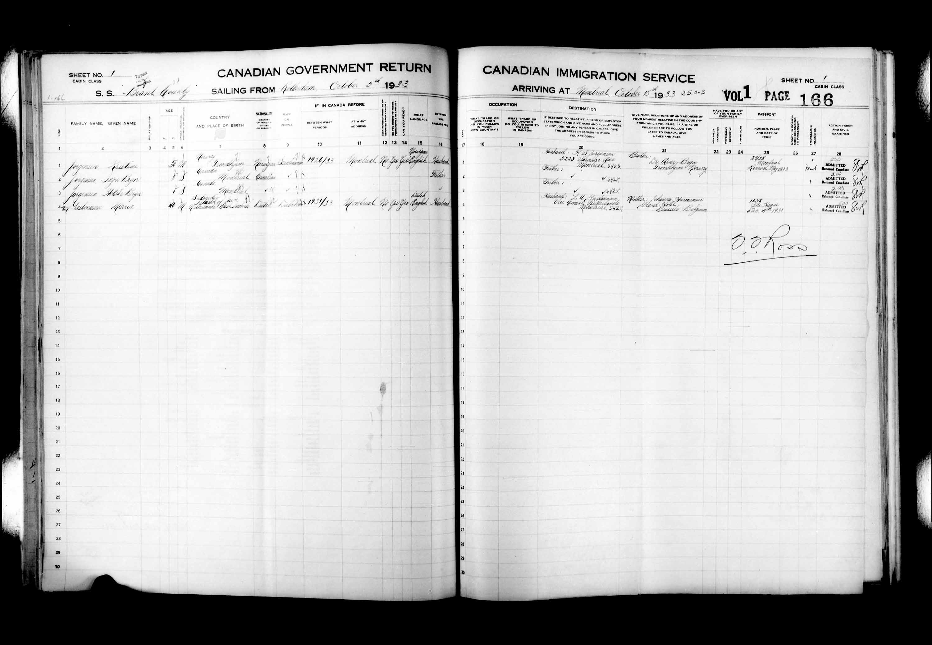 Title: Passenger Lists: Montreal (1925-1935) - Mikan Number: 134839 - Microform: t-14912