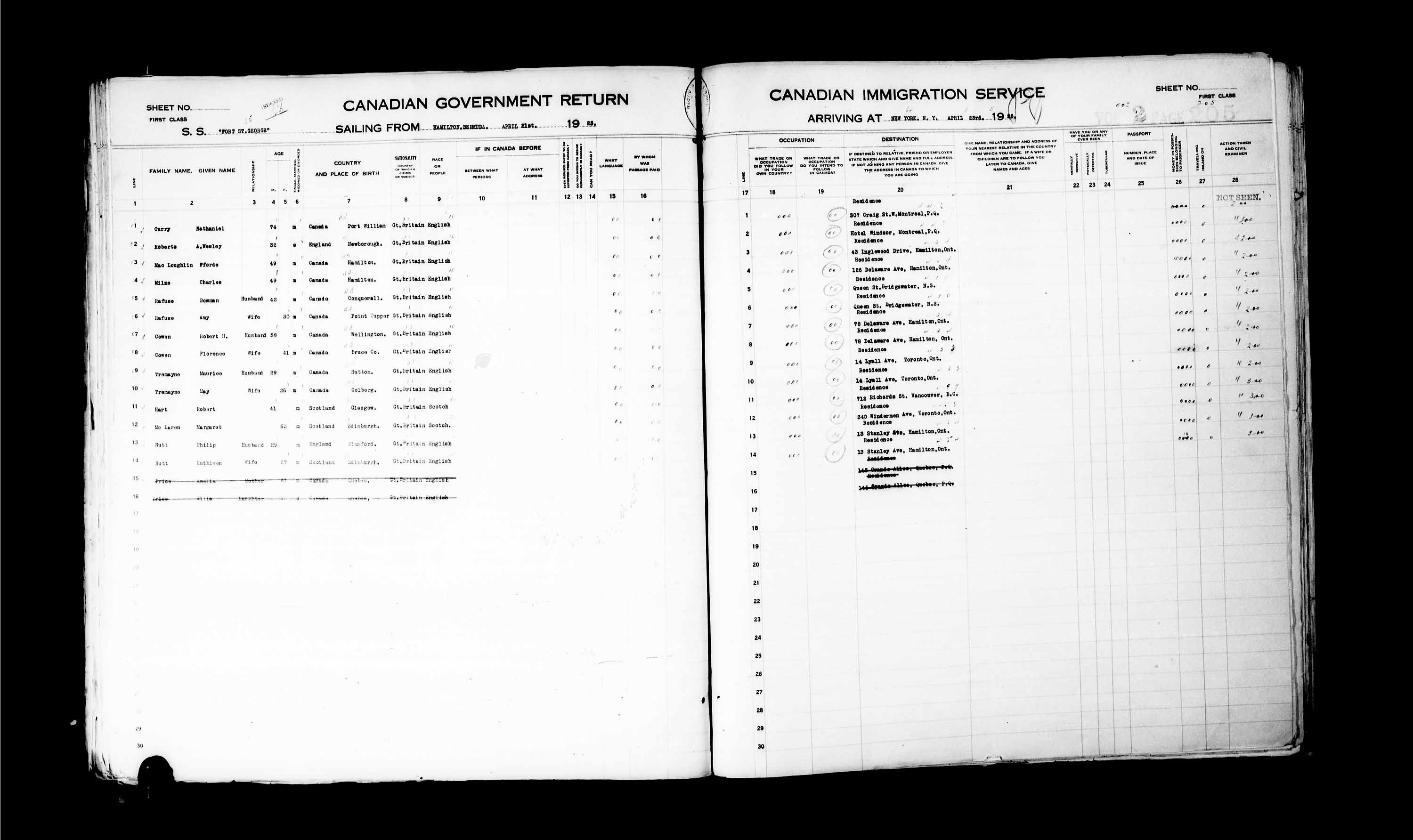 Titre : Listes de passagers : New York (1925-1935) - N d'enregistrement Mikan : 179091 - Microforme : t-14924