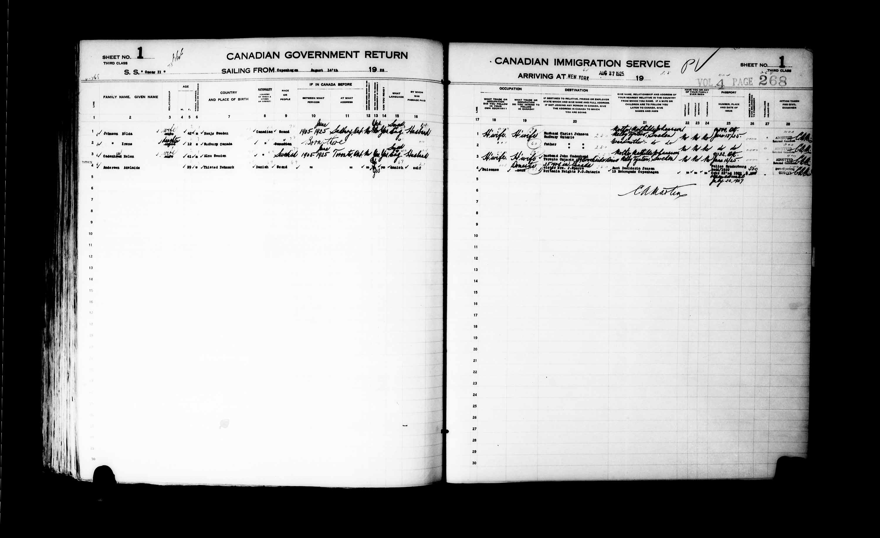 Title: Passenger Lists: New York (1925-1935) - Mikan Number: 161343 - Microform: t-14924