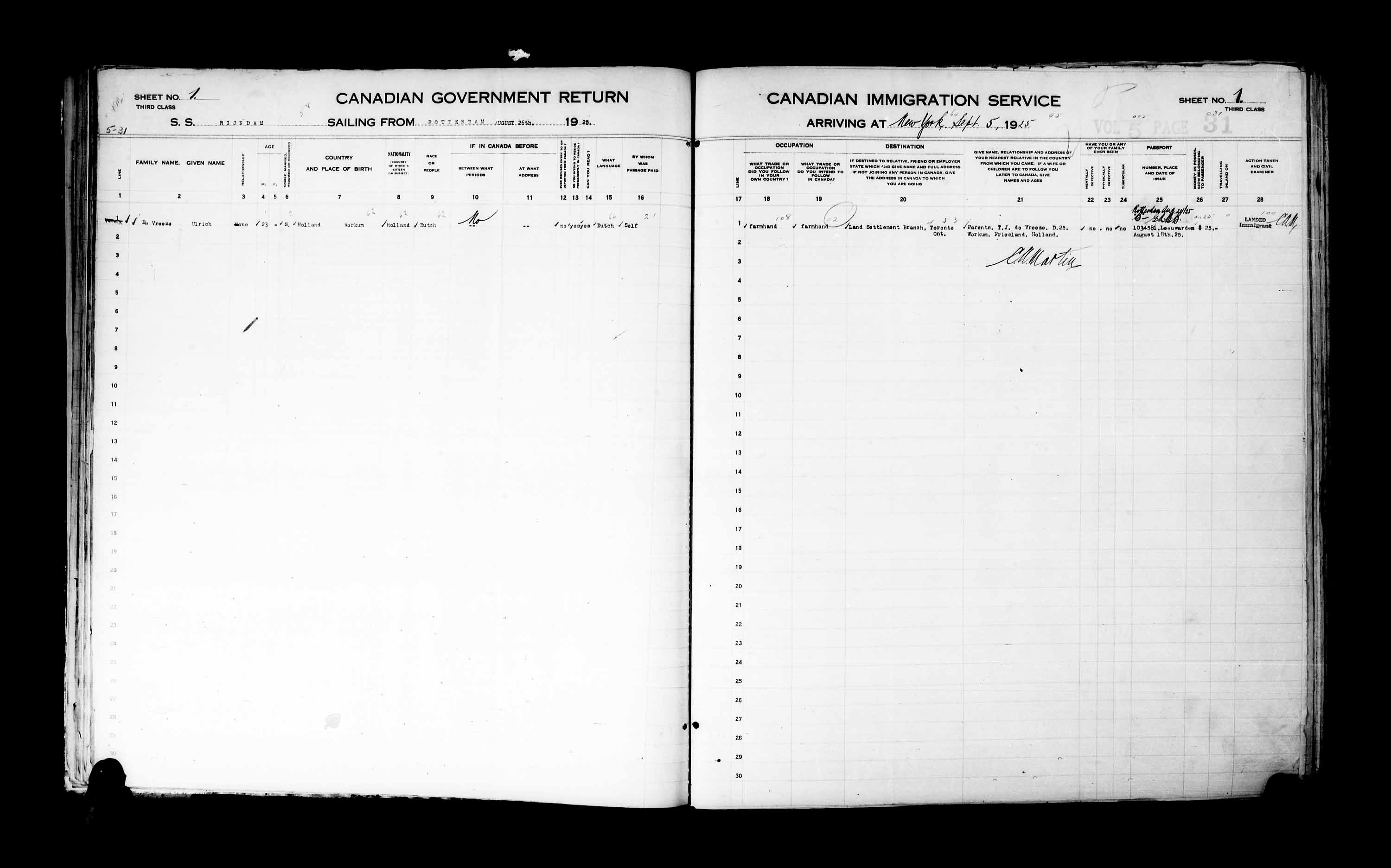 Title: Passenger Lists: New York (1925-1935) - Mikan Number: 161343 - Microform: t-14925