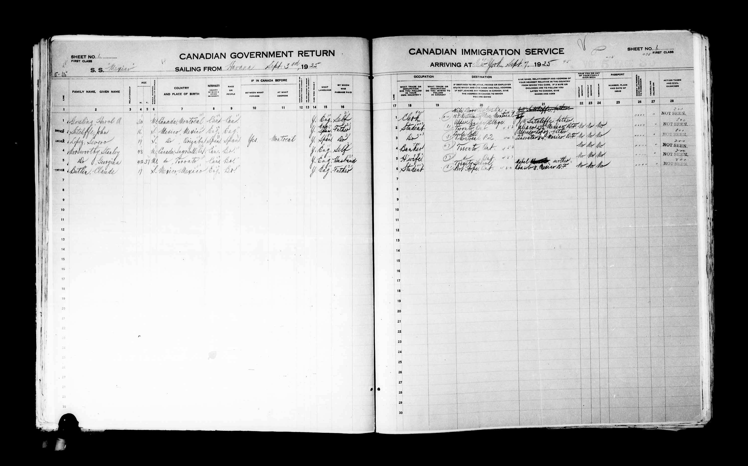 Title: Passenger Lists: New York (1925-1935) - Mikan Number: 161343 - Microform: t-14925