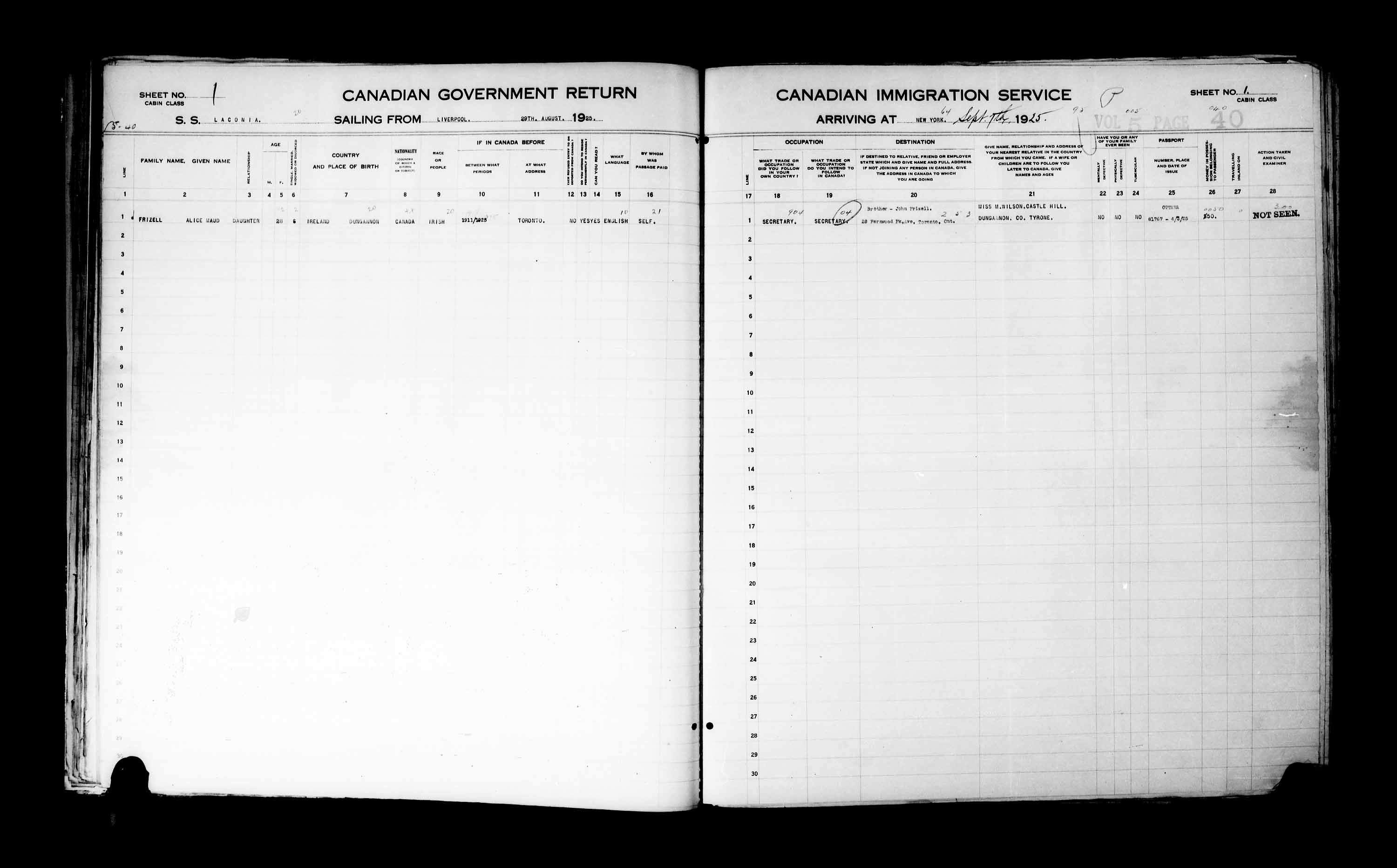 Titre : Listes de passagers : New York (1925-1935) - N d'enregistrement Mikan : 179091 - Microforme : t-14925