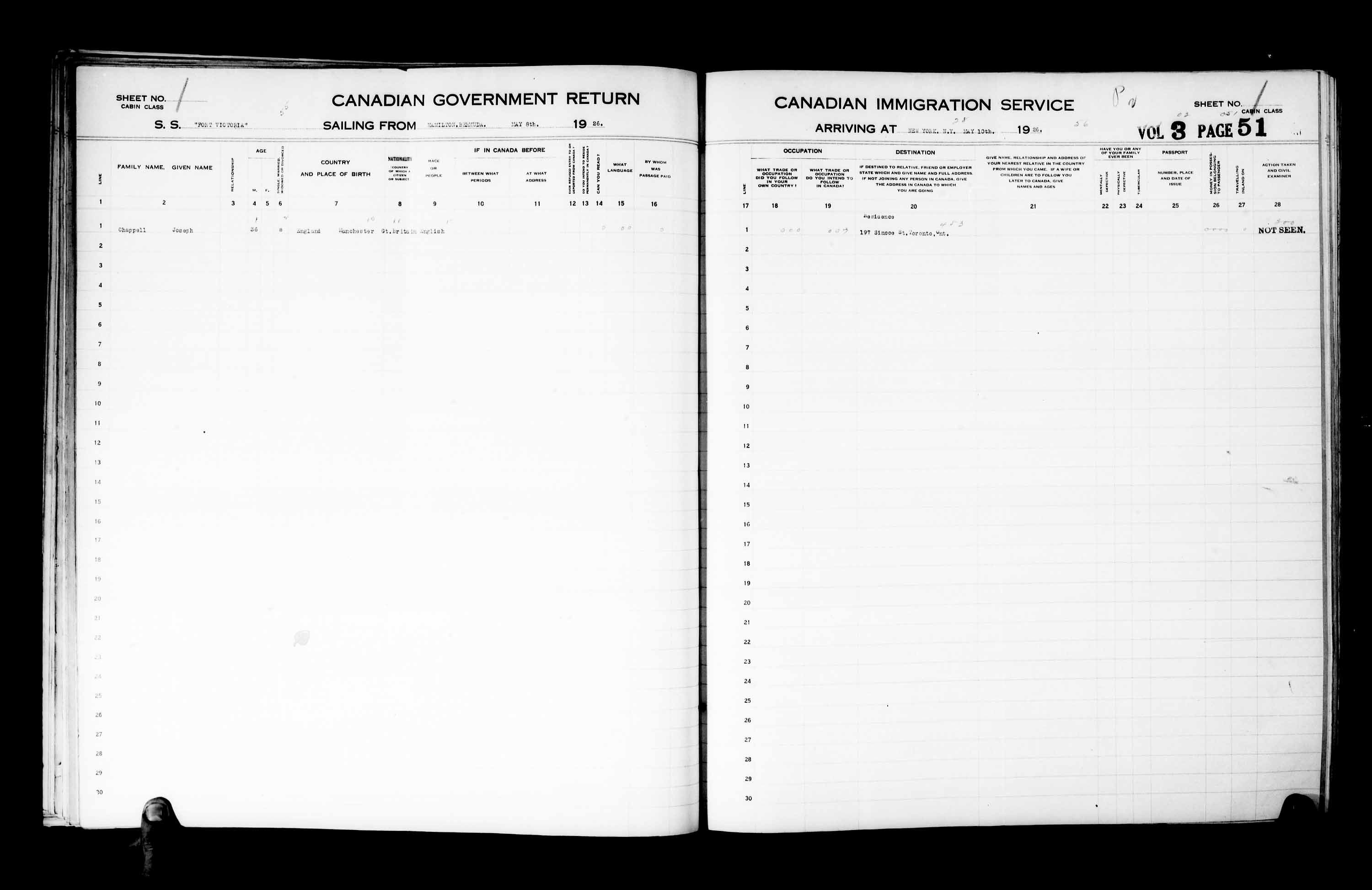 Title: Passenger Lists: New York (1925-1935) - Mikan Number: 161343 - Microform: t-14927