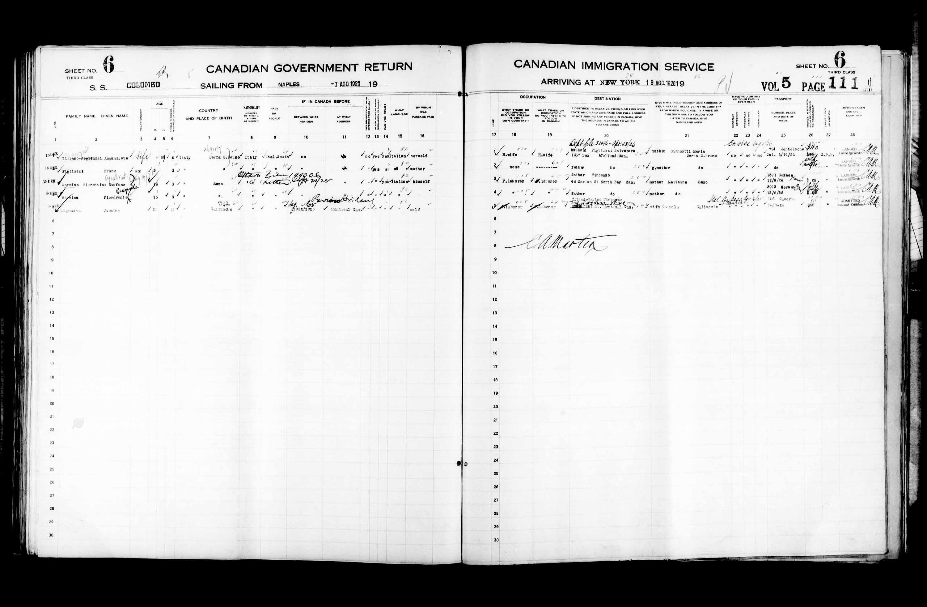 Titre : Listes de passagers : New York (1925-1935) - N d'enregistrement Mikan : 179091 - Microforme : t-14927