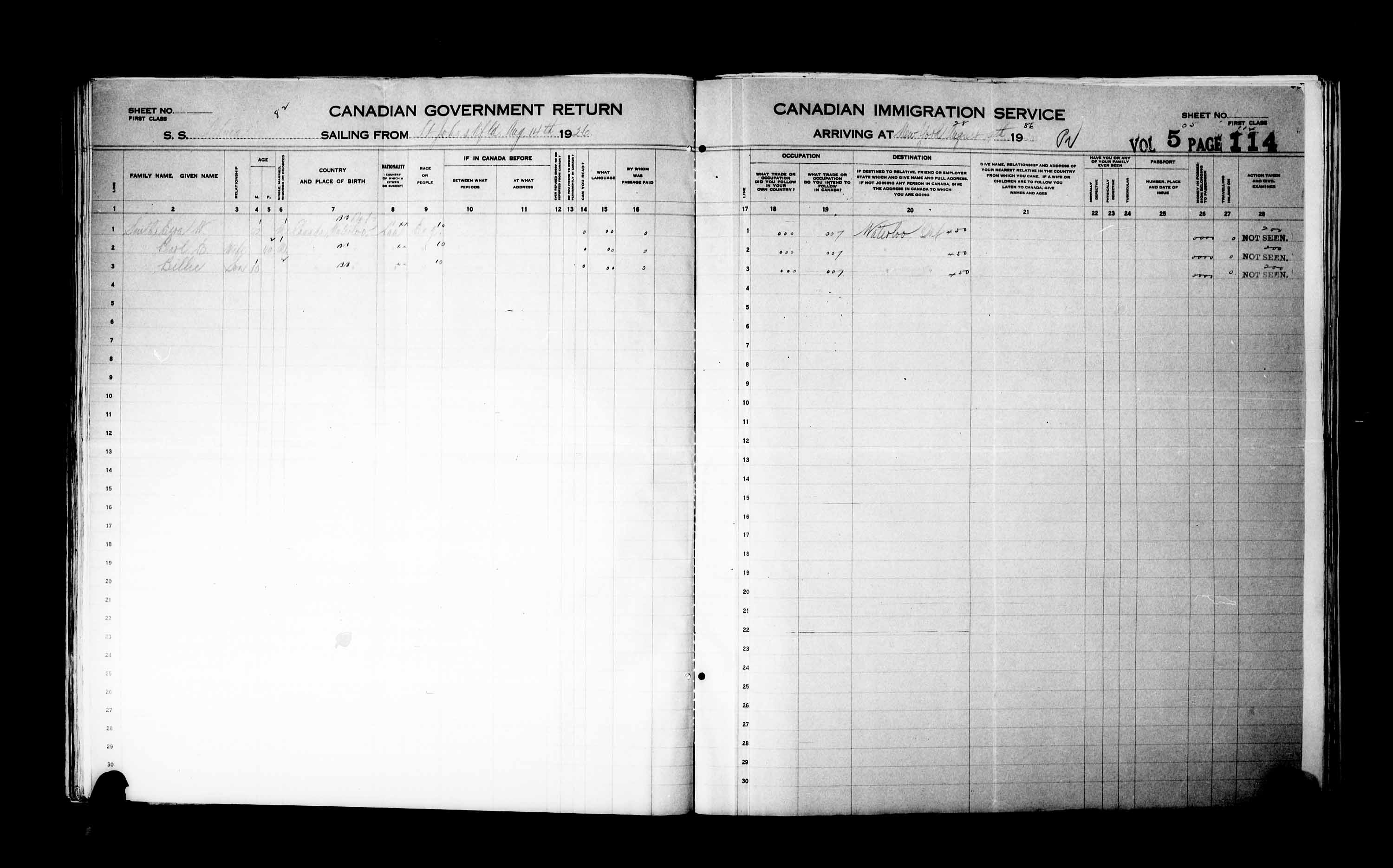 Title: Passenger Lists: New York (1925-1935) - Mikan Number: 161343 - Microform: t-14928