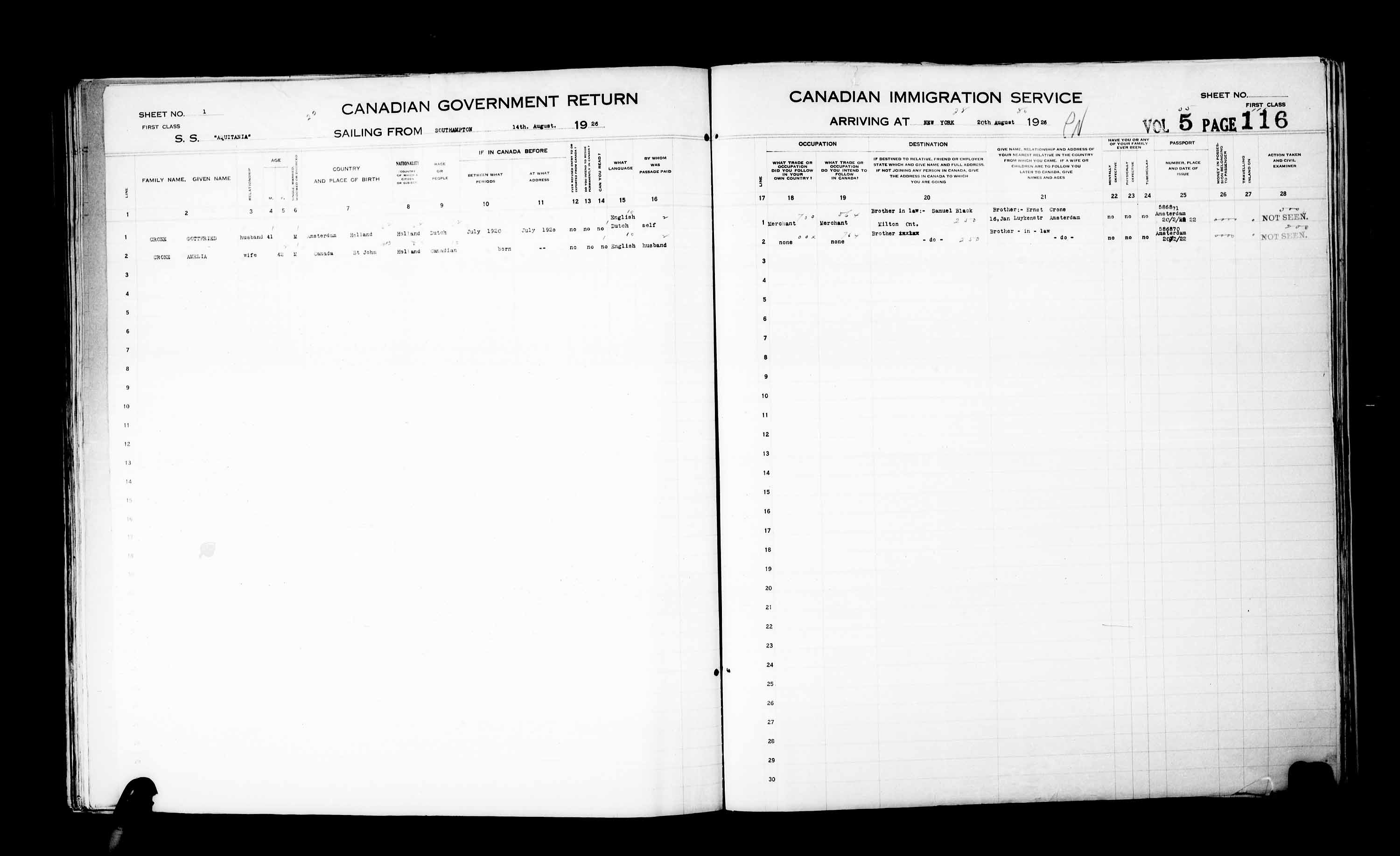 Titre : Listes de passagers : New York (1925-1935) - N d'enregistrement Mikan : 179091 - Microforme : t-14928