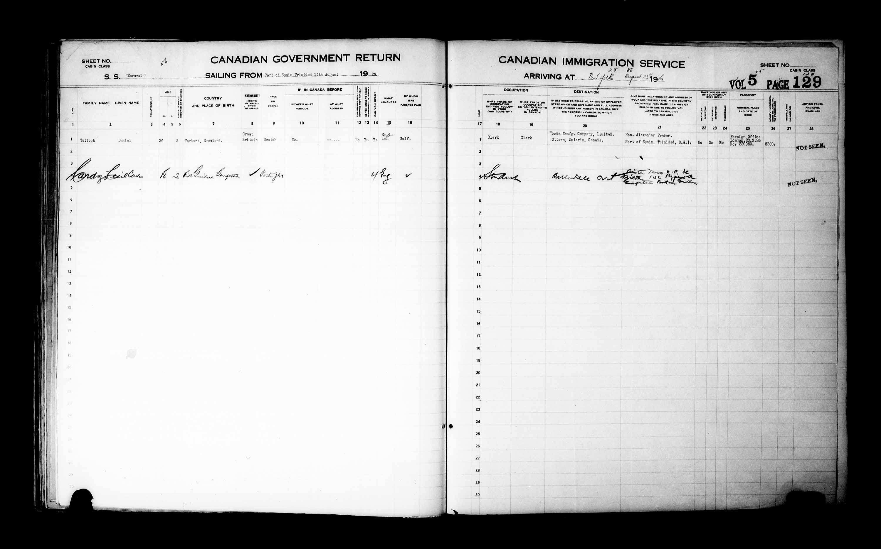 Titre : Listes de passagers : New York (1925-1935) - N d'enregistrement Mikan : 179091 - Microforme : t-14928