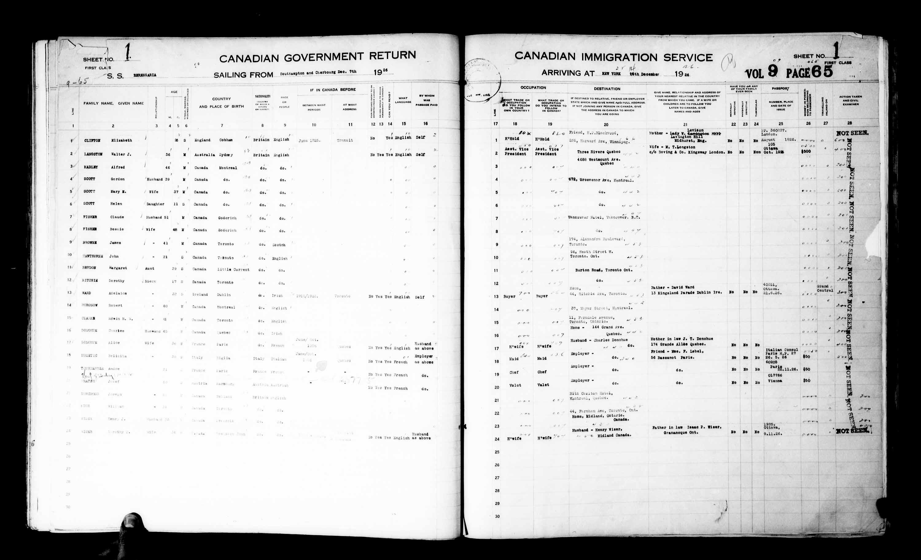 Title: Passenger Lists: New York (1925-1935) - Mikan Number: 161343 - Microform: t-14929