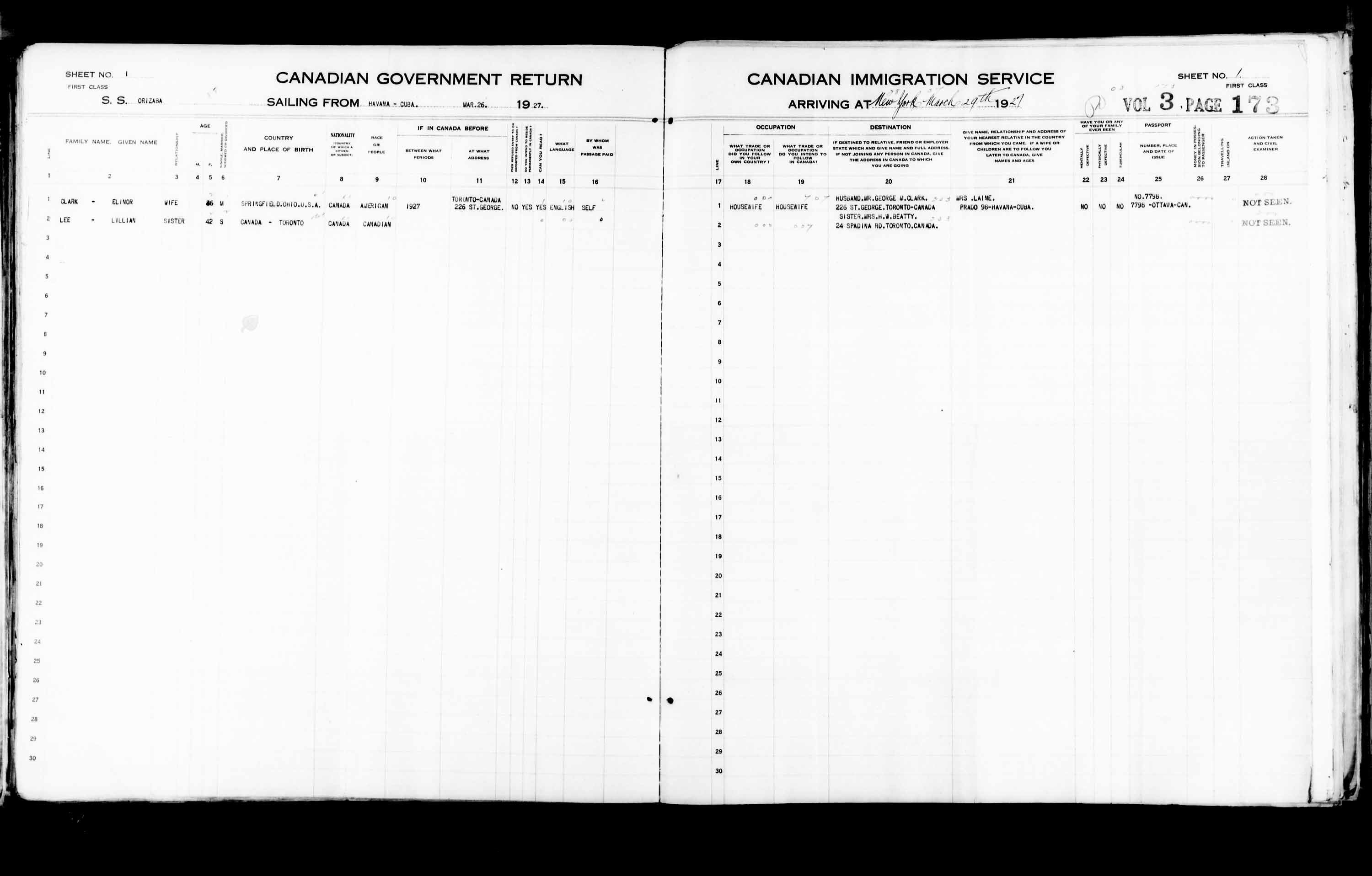 Title: Passenger Lists: New York (1925-1935) - Mikan Number: 161343 - Microform: t-14929