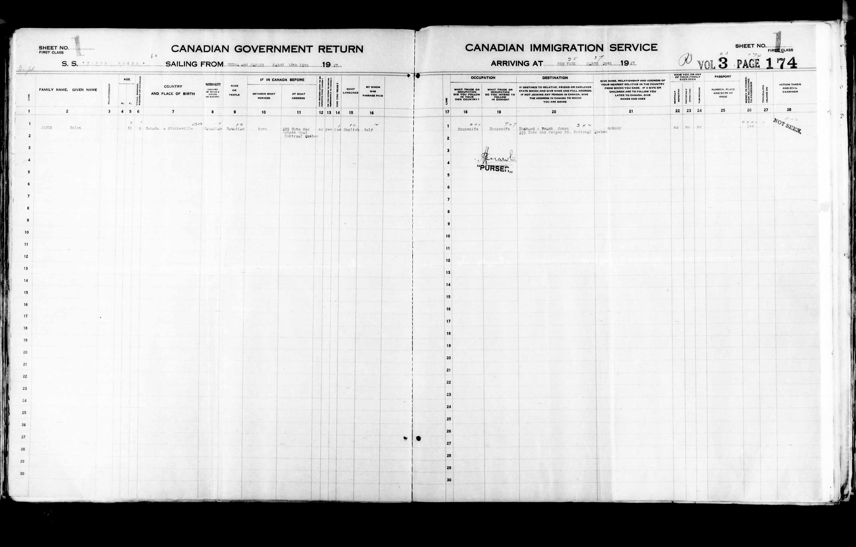 Title: Passenger Lists: New York (1925-1935) - Mikan Number: 161343 - Microform: t-14929