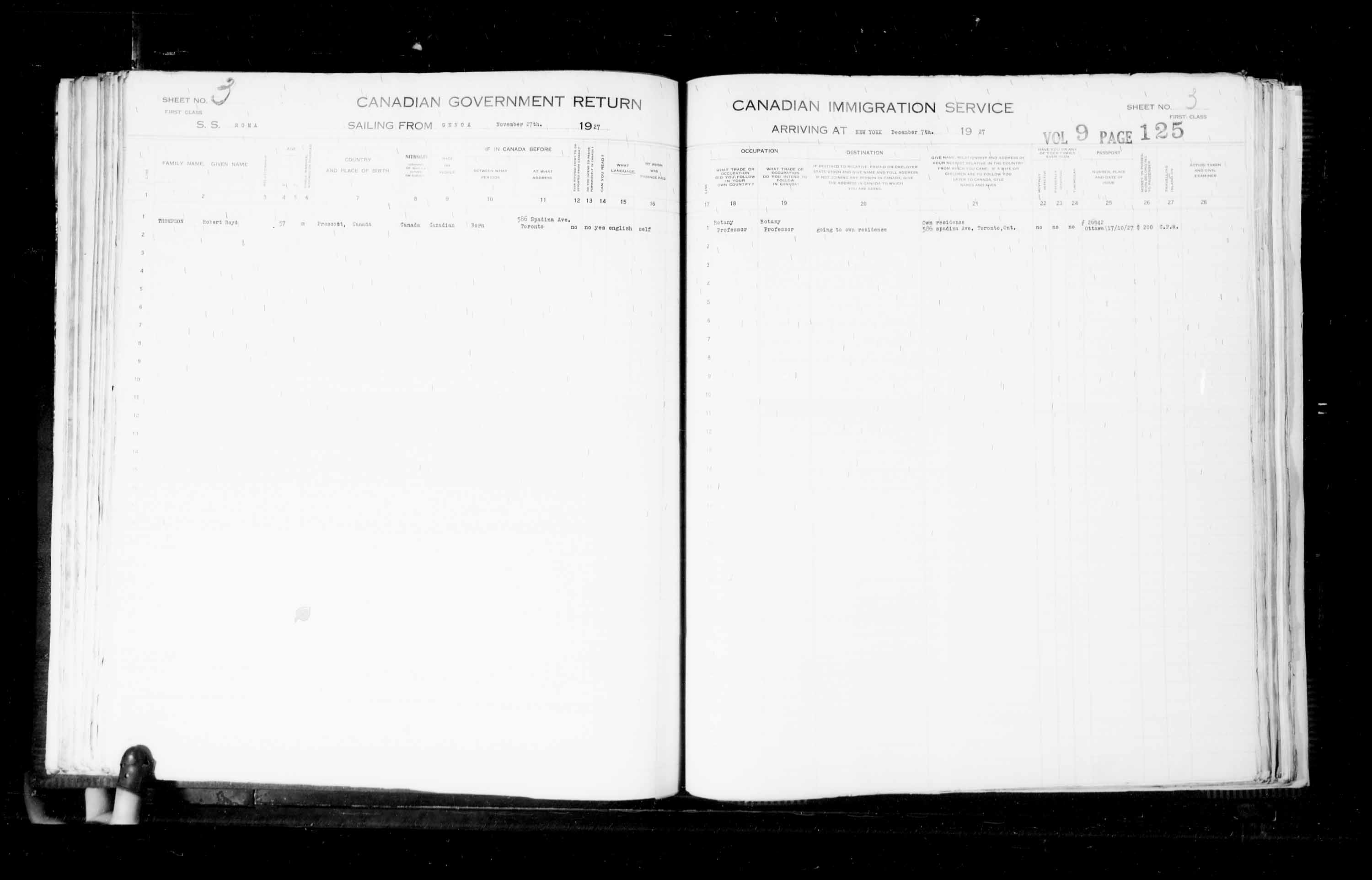 Title: Passenger Lists: New York (1925-1935) - Mikan Number: 161343 - Microform: t-14931
