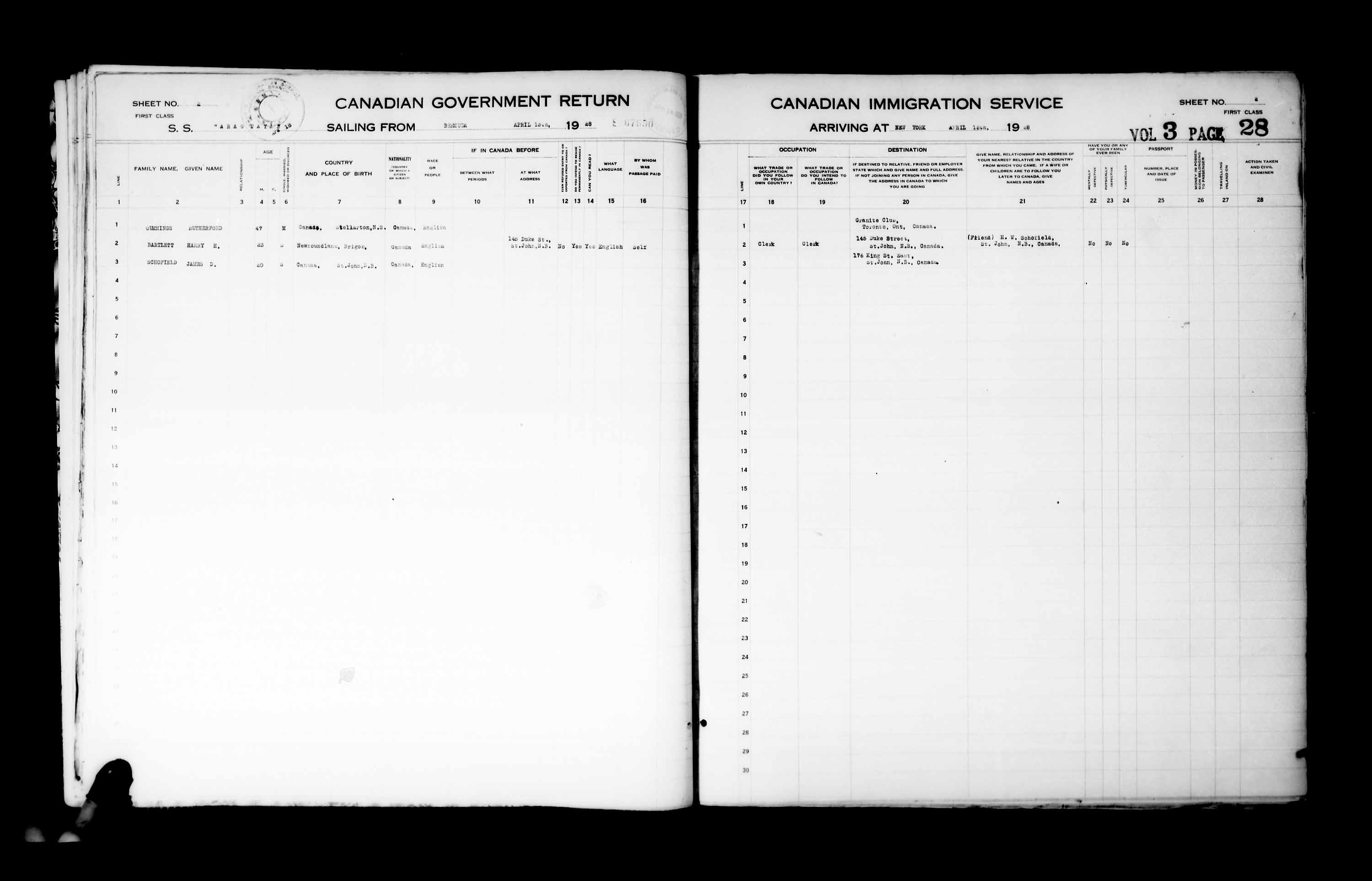 Titre : Listes de passagers : New York (1925-1935) - N d'enregistrement Mikan : 179091 - Microforme : t-14932
