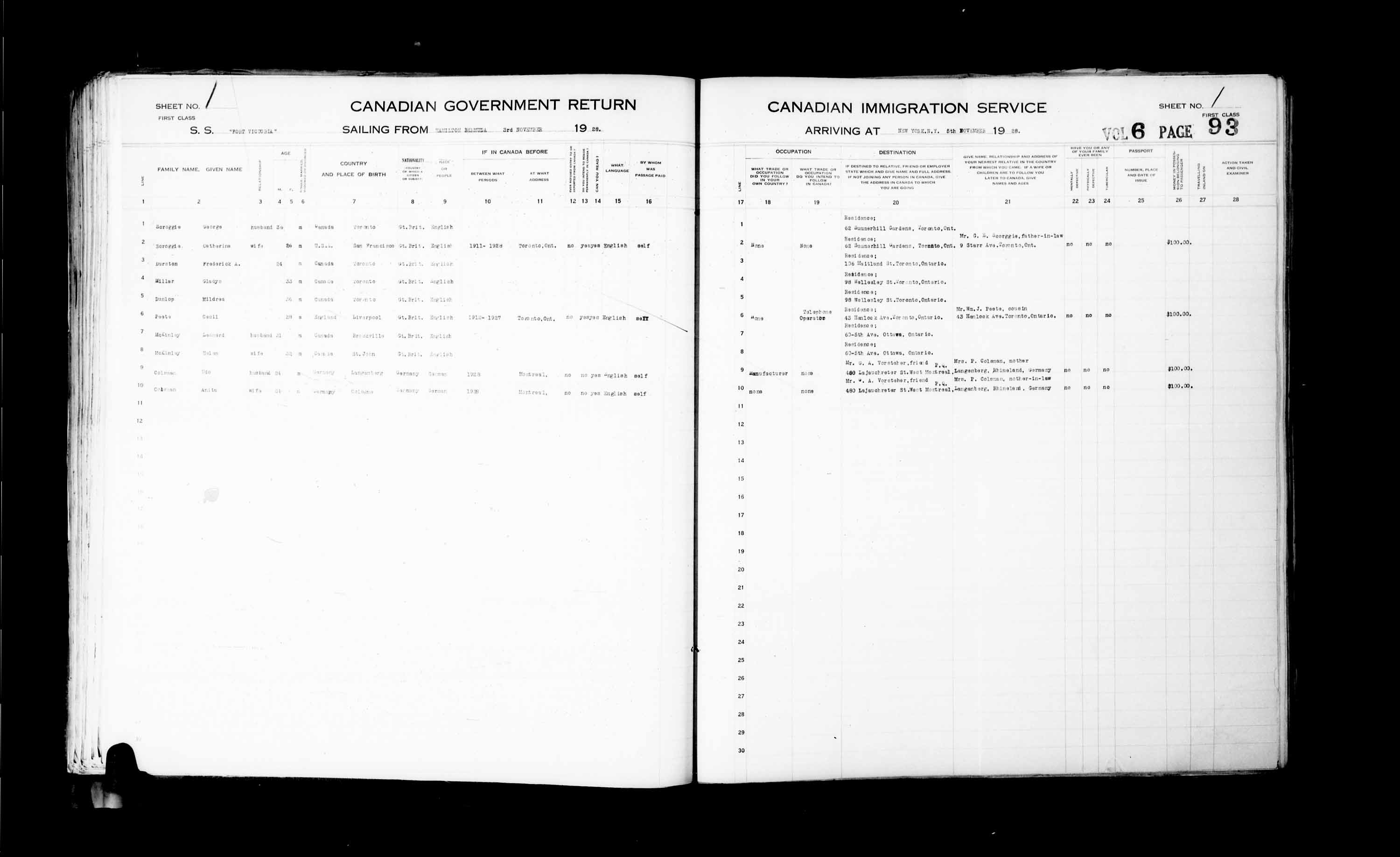 Titre : Listes de passagers : New York (1925-1935) - N d'enregistrement Mikan : 179091 - Microforme : t-14934