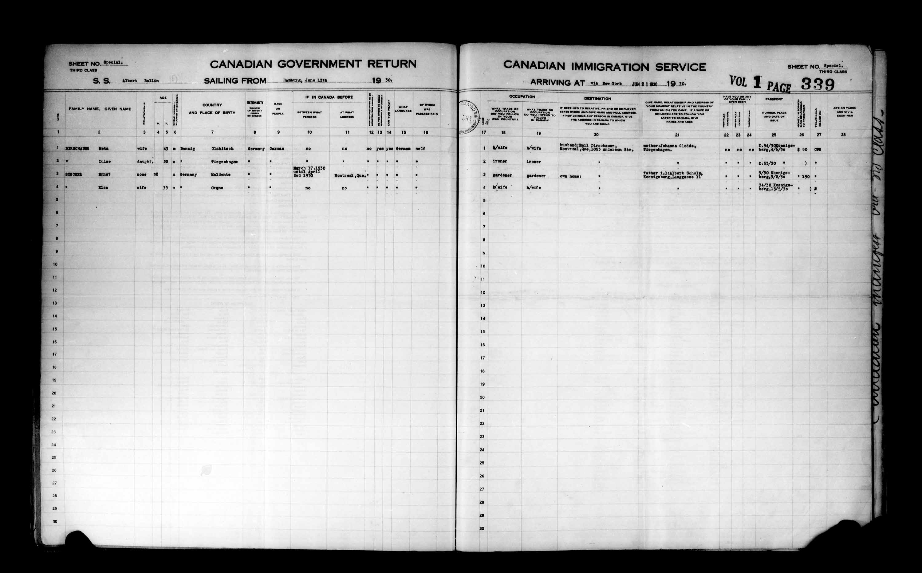 Titre : Listes de passagers : New York (1925-1935) - N d'enregistrement Mikan : 179091 - Microforme : t-14936