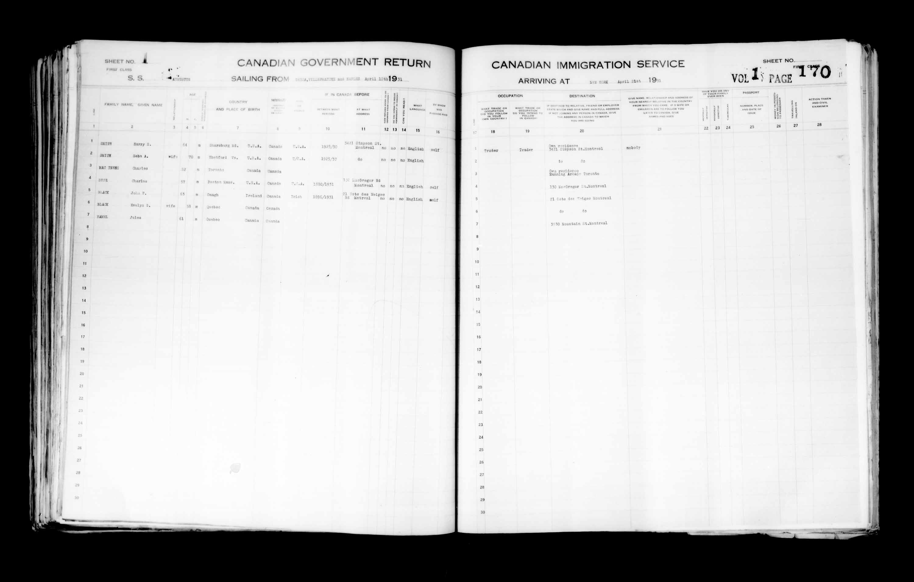 Title: Passenger Lists: New York (1925-1935) - Mikan Number: 161343 - Microform: t-14936