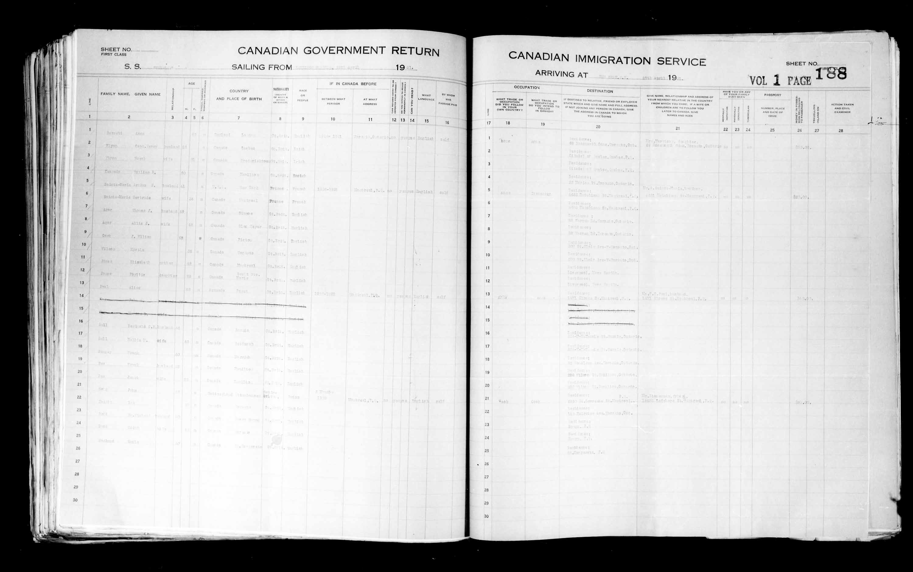 Titre : Listes de passagers : New York (1925-1935) - N d'enregistrement Mikan : 179091 - Microforme : t-14937