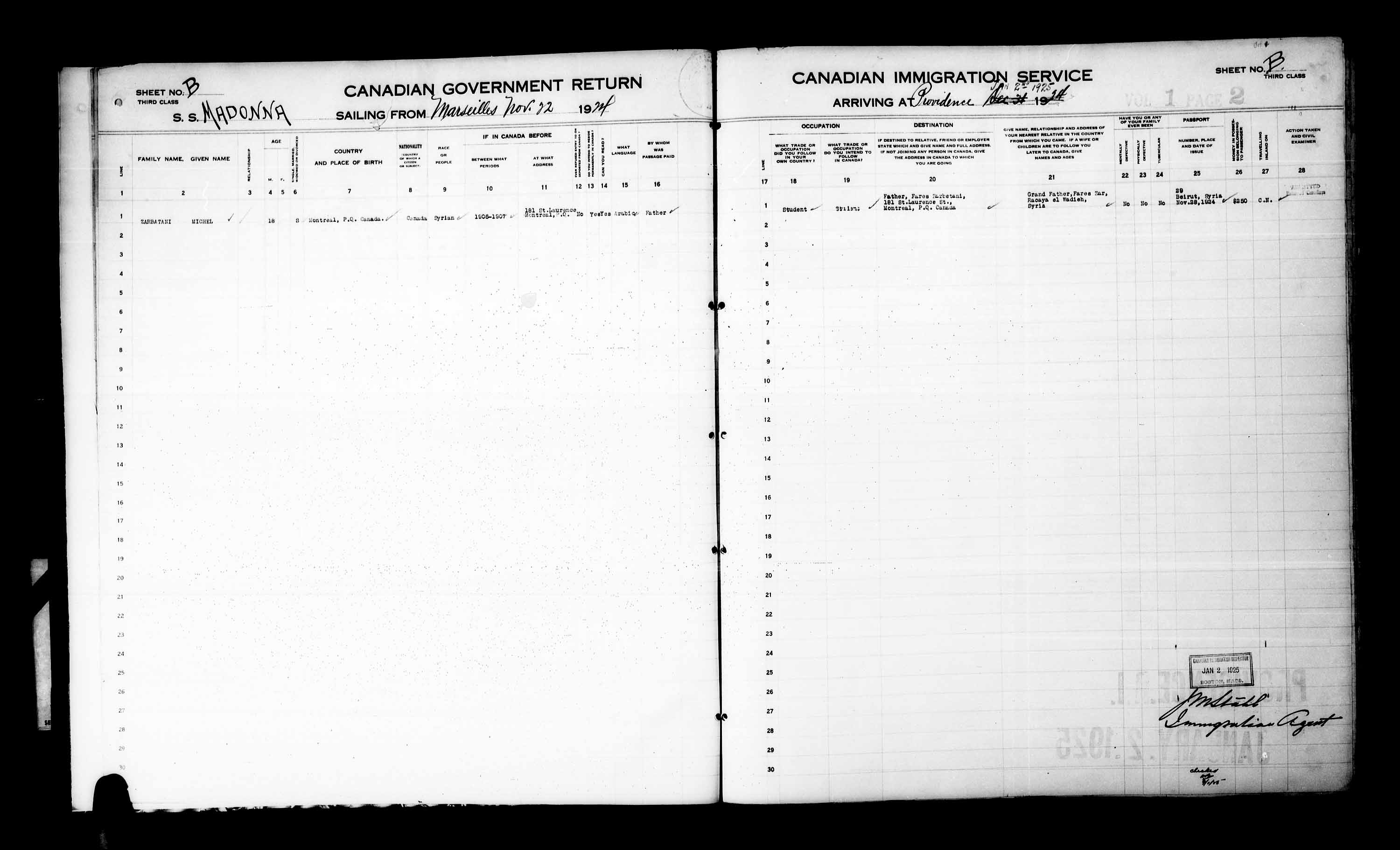 Title: Passenger Lists: Eastern U.S. Ports (1925-1935) - Mikan Number: 161344 - Microform: t-14938
