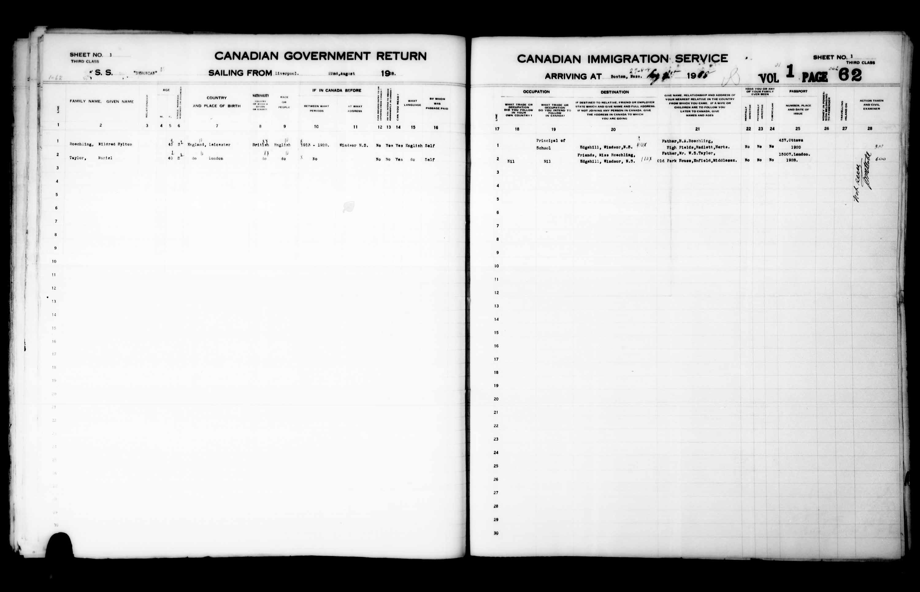 Titre : Listes de passagers : Ports de l'est des tats-Unis (1925-1935) - N d'enregistrement Mikan : 179092 - Microforme : t-14938