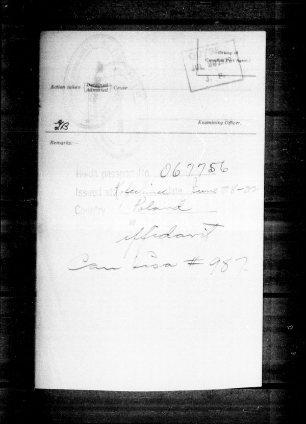 Title: Ocean Arrivals, Form 30A, 1919-1924 - Mikan Number: 161349 - Microform: t-14950