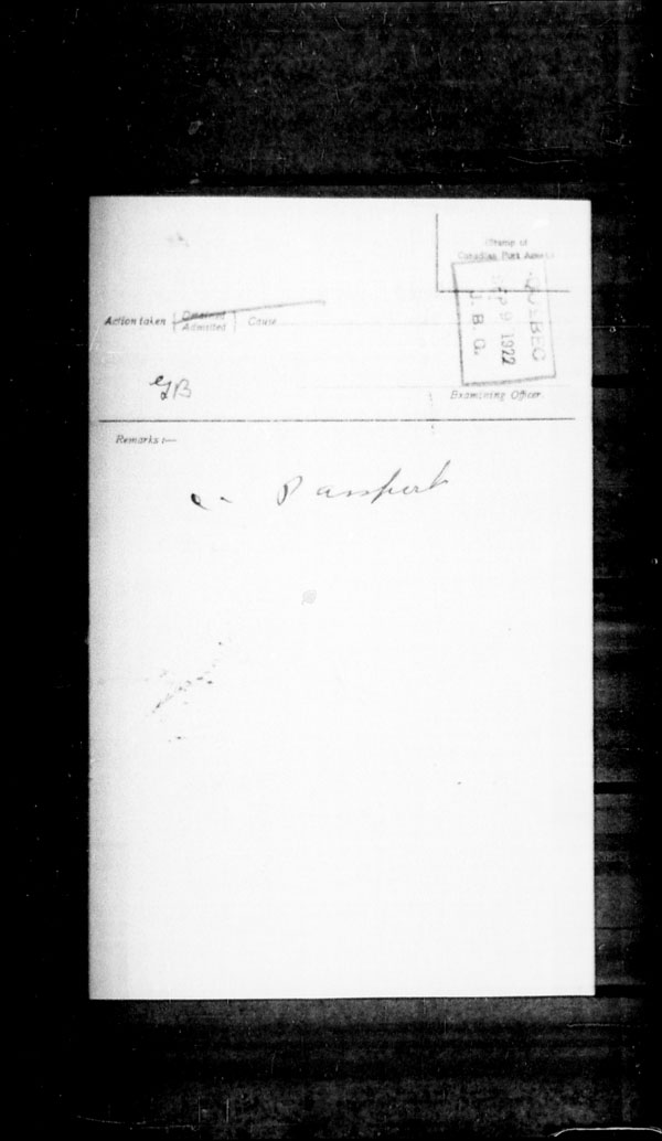 Title: Ocean Arrivals, Form 30A, 1919-1924 - Mikan Number: 161349 - Microform: t-14955
