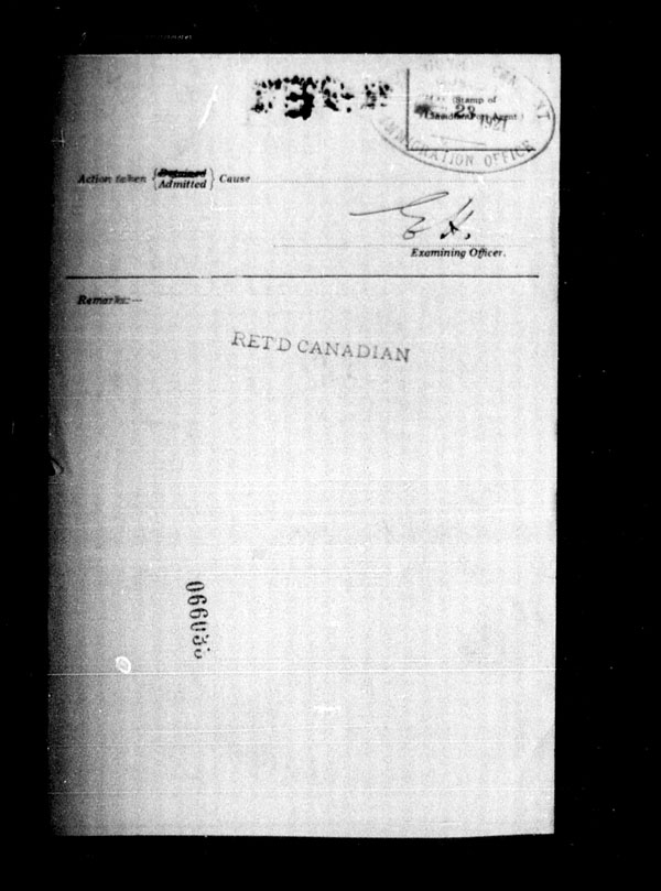 Title: Ocean Arrivals, Form 30A, 1919-1924 - Mikan Number: 161349 - Microform: t-14958