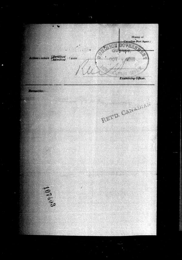 Title: Ocean Arrivals, Form 30A, 1919-1924 - Mikan Number: 161349 - Microform: t-14968